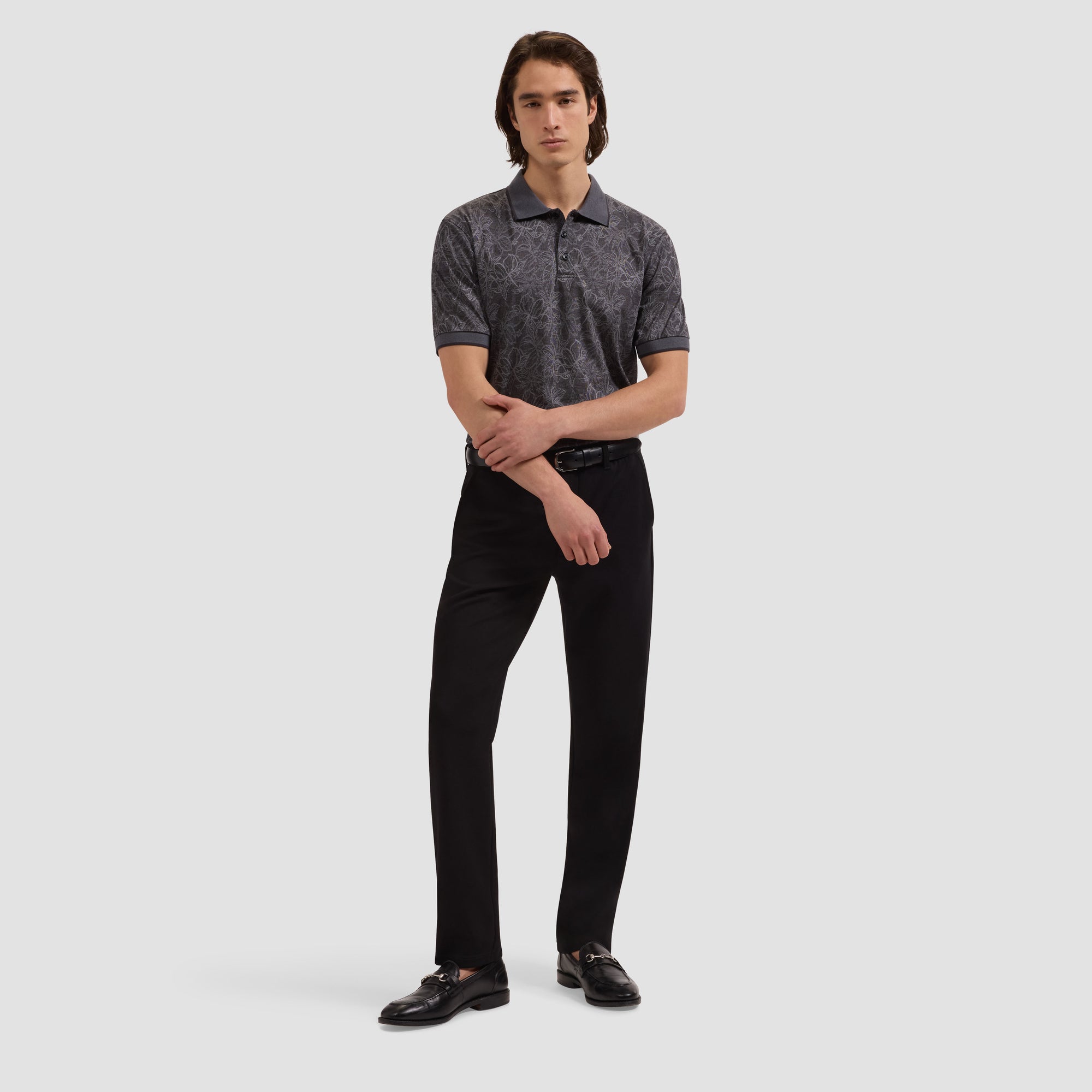 Performance Floral Three-Button Polo