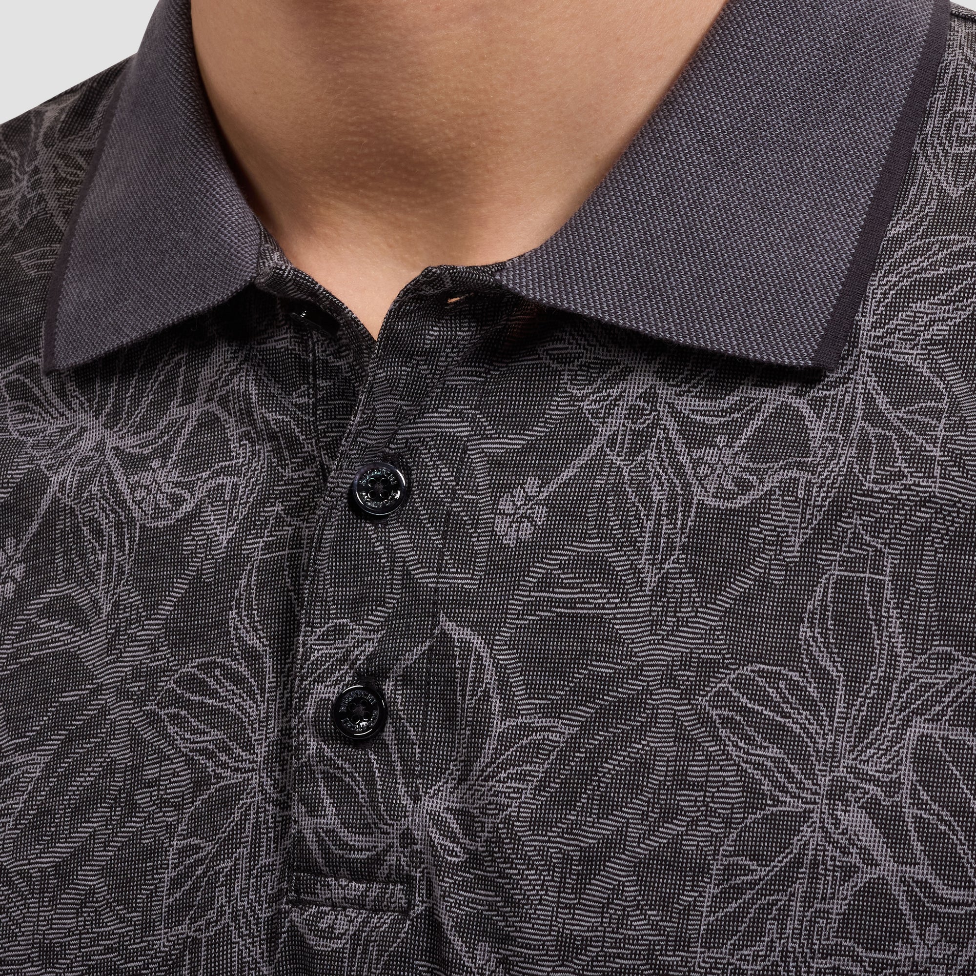 Performance Floral Three-Button Polo