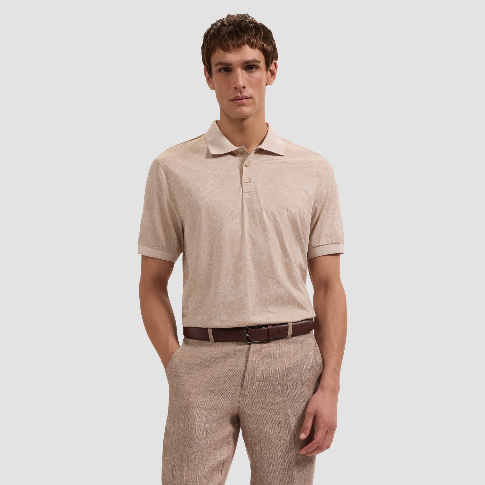 Performance Floral Three-Button Polo