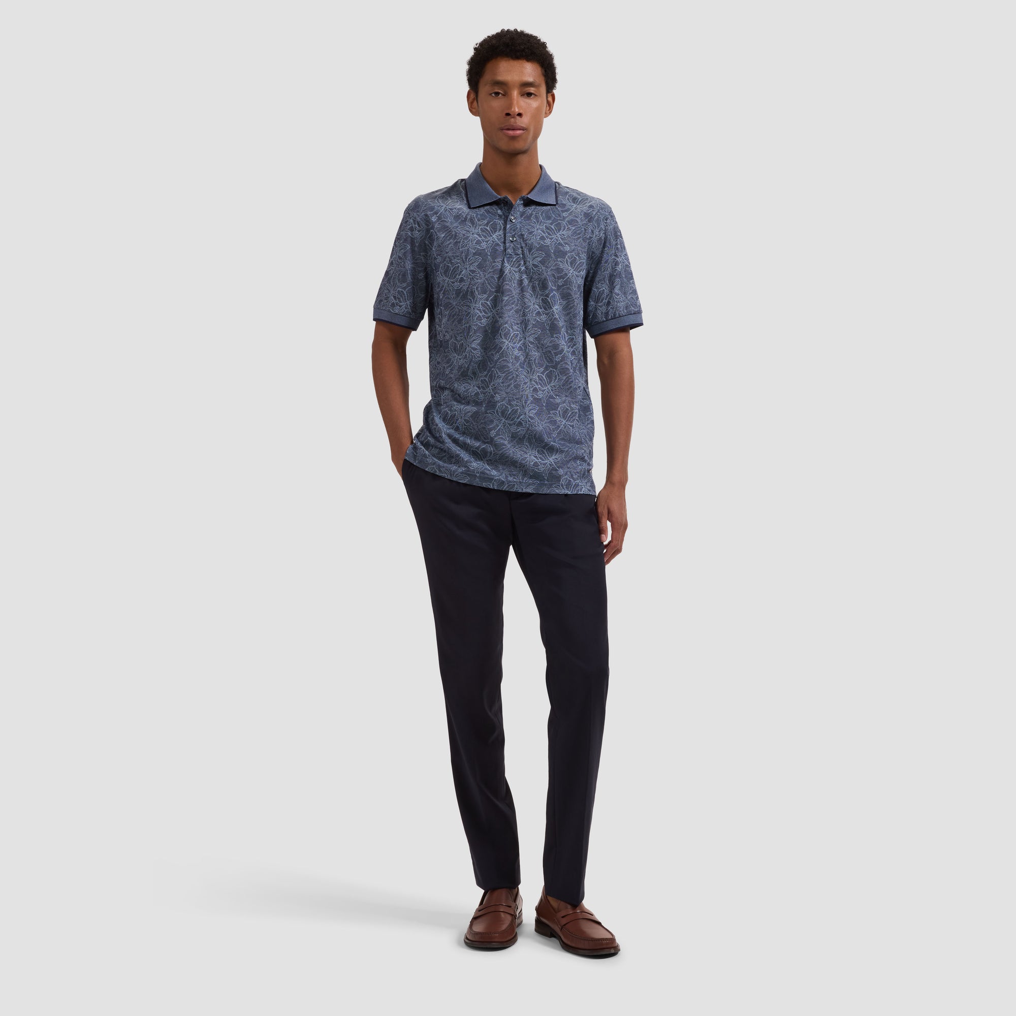 Performance Floral Three-Button Polo
