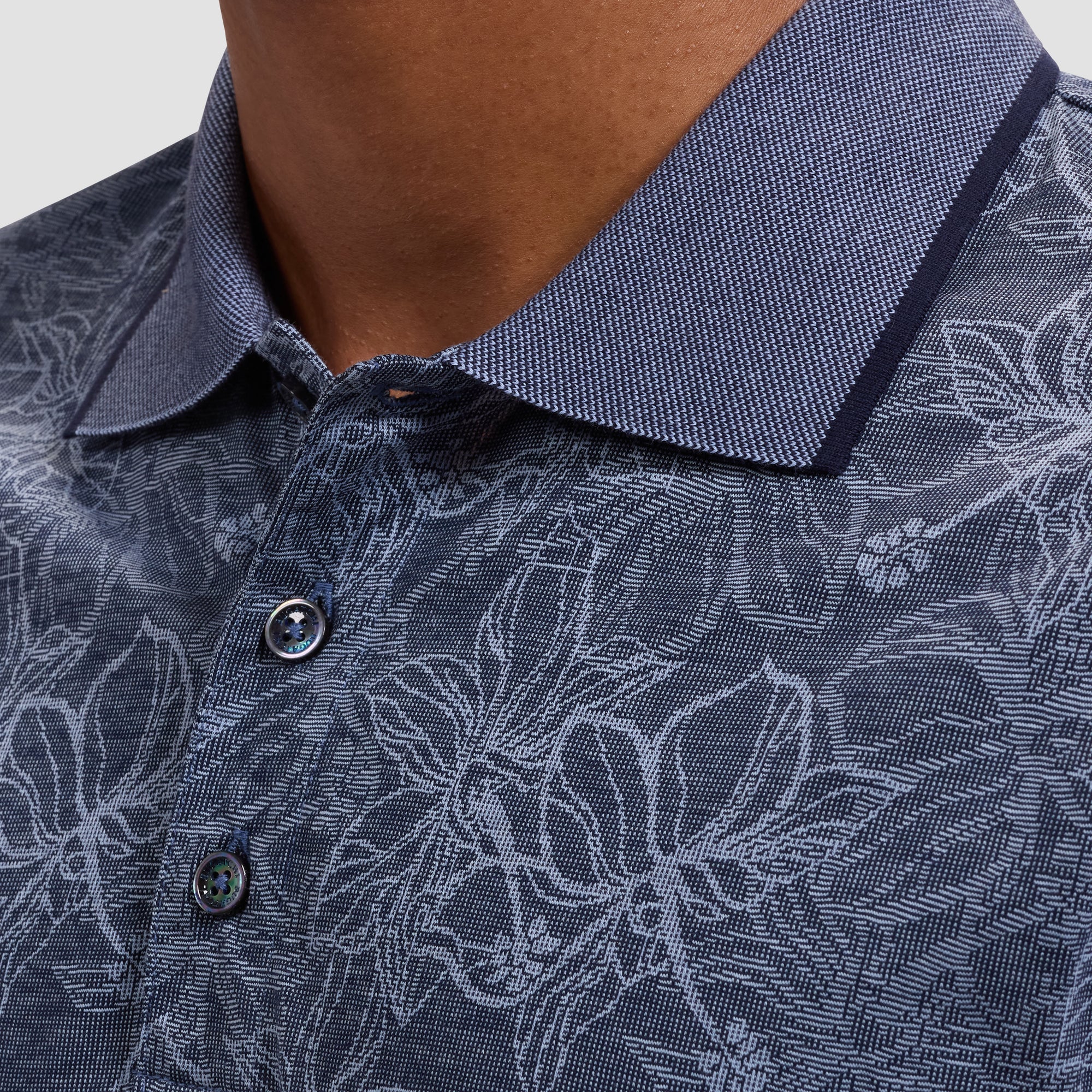 Performance Floral Three-Button Polo