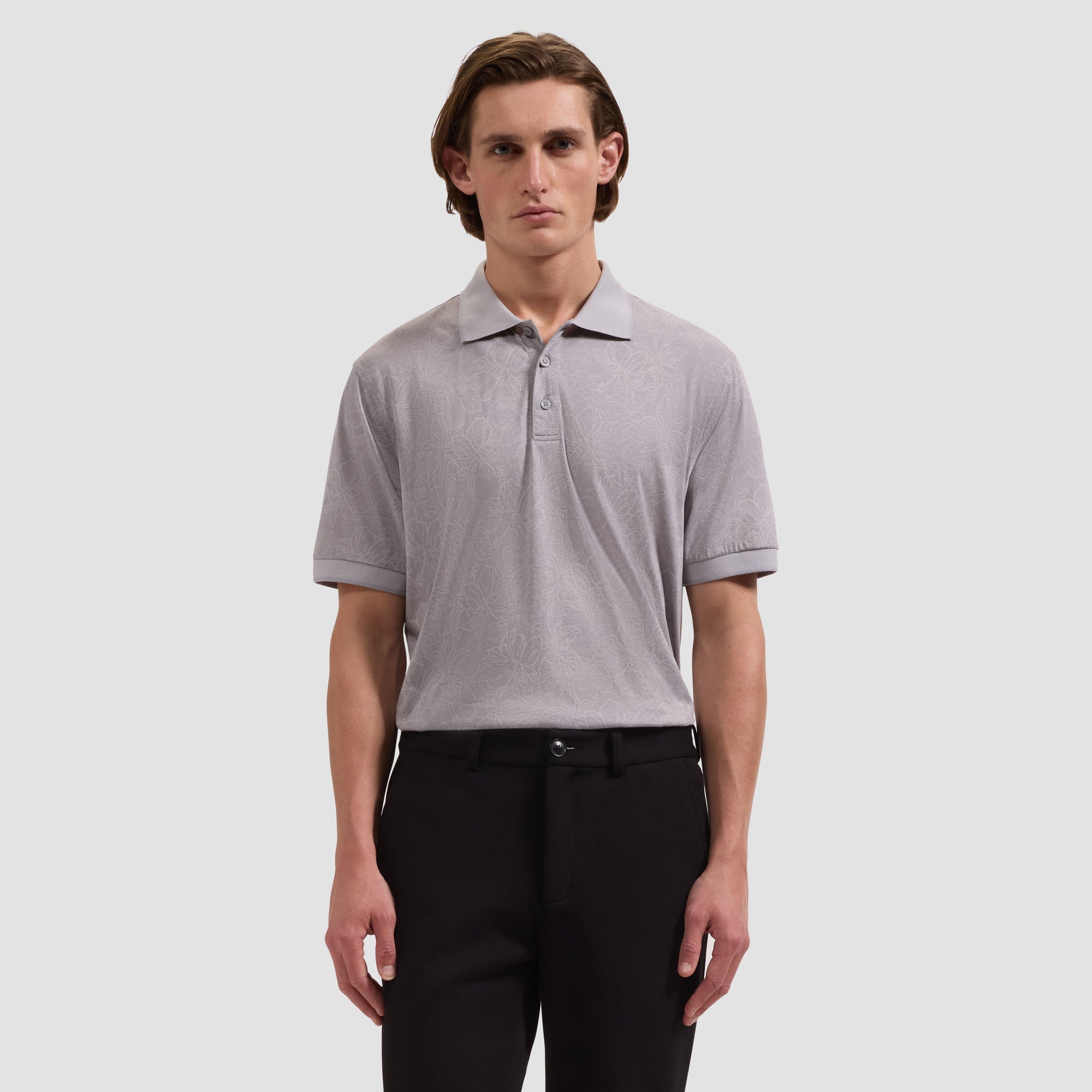 Performance Floral Three-Button Polo