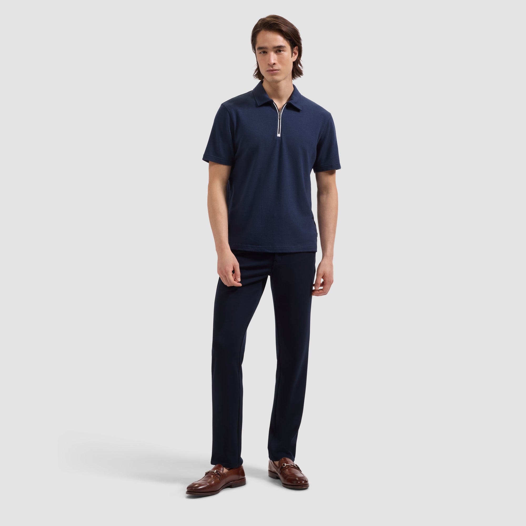 Performance Melange Quarter-Zip Polo