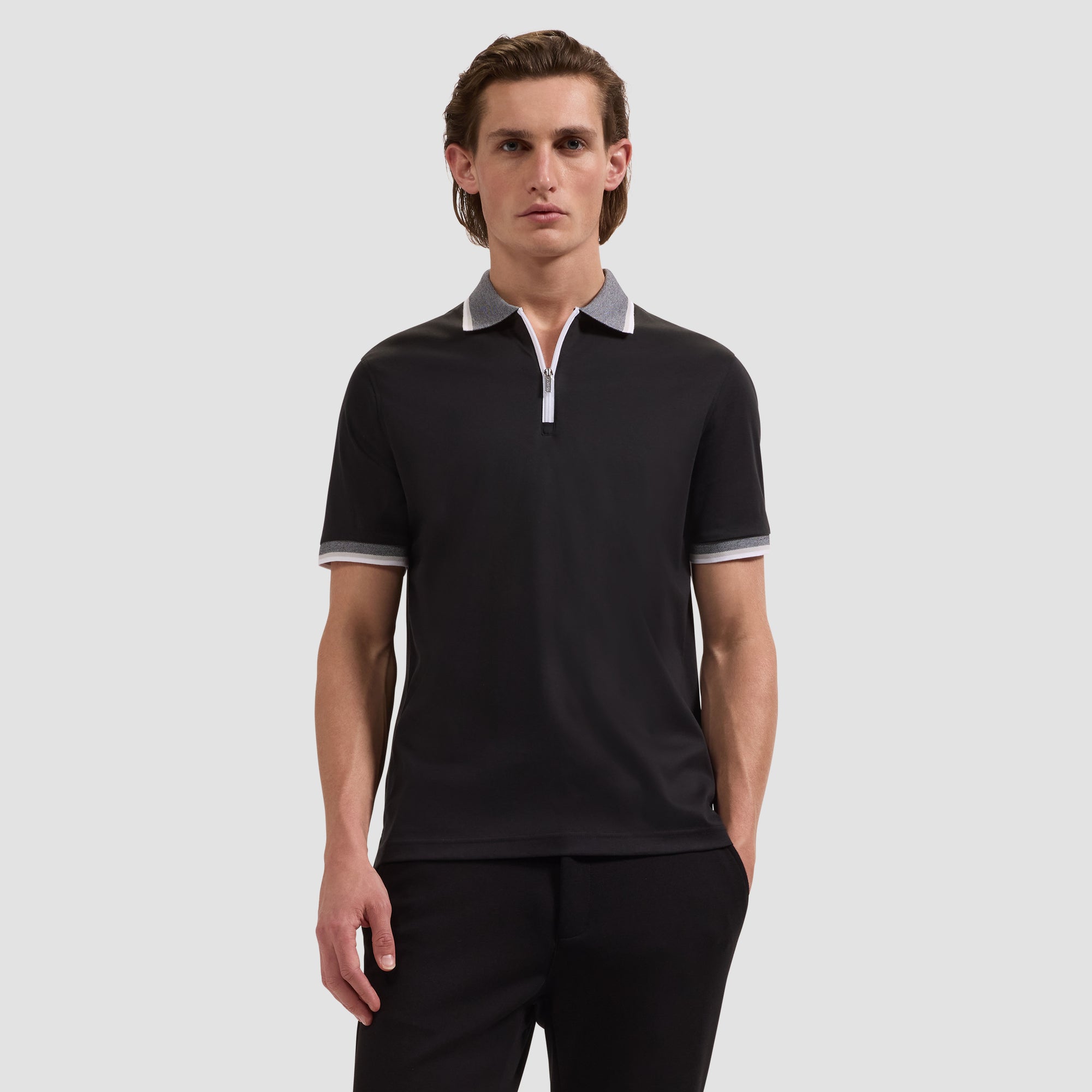 Solid Pima Quarter-Zip Polo