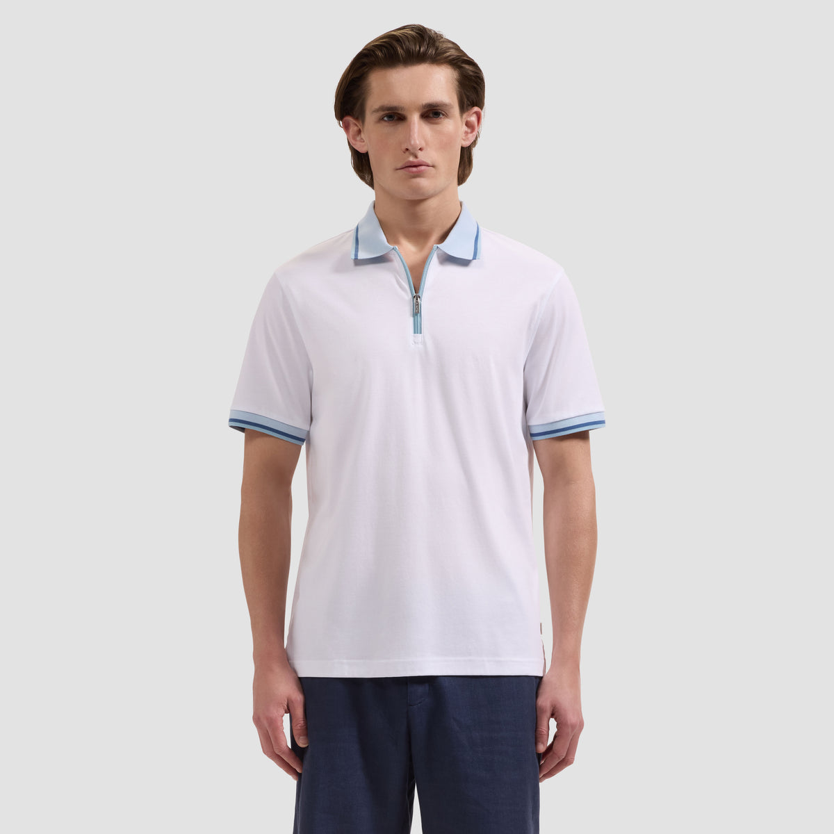 Solid Pima Quarter-Zip Polo