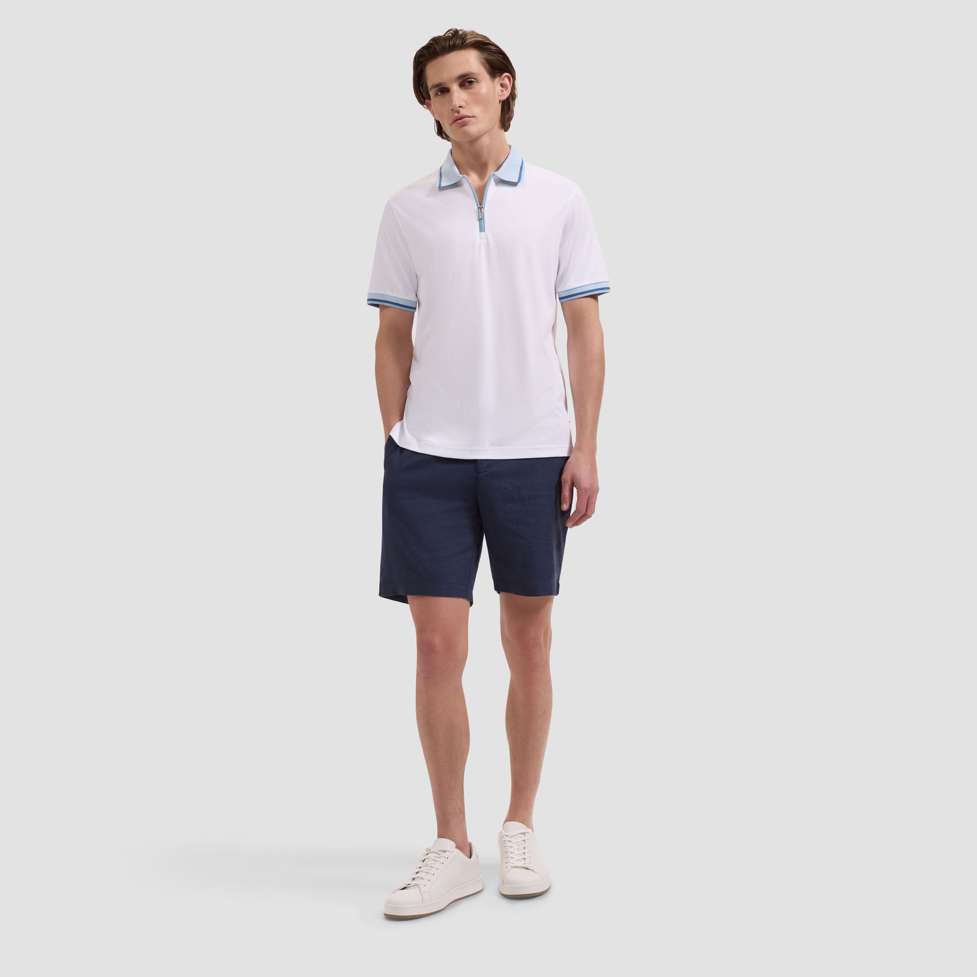Solid Pima Quarter-Zip Polo