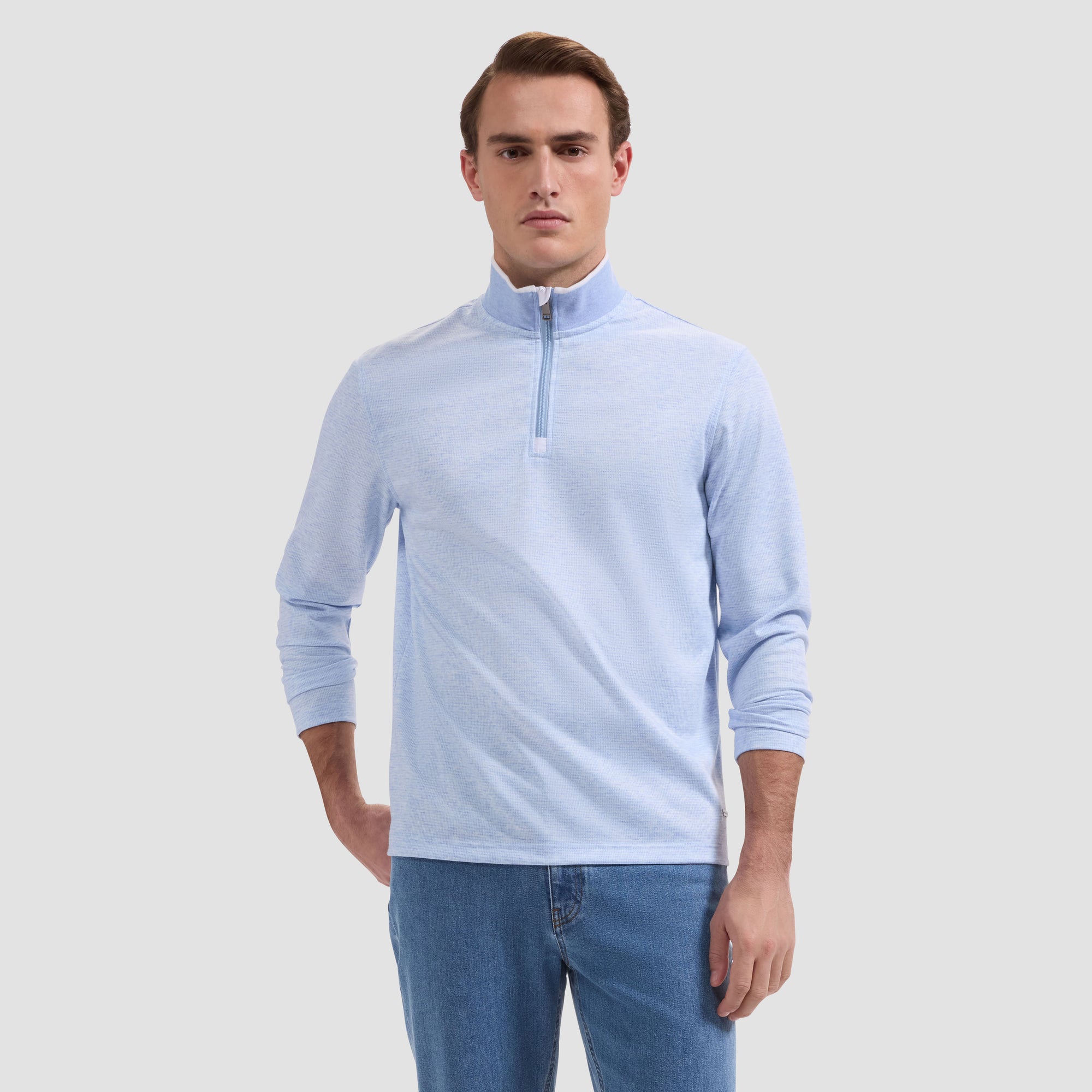 Performance Houndstooth Quarter-Zip Mock Neck Pullover