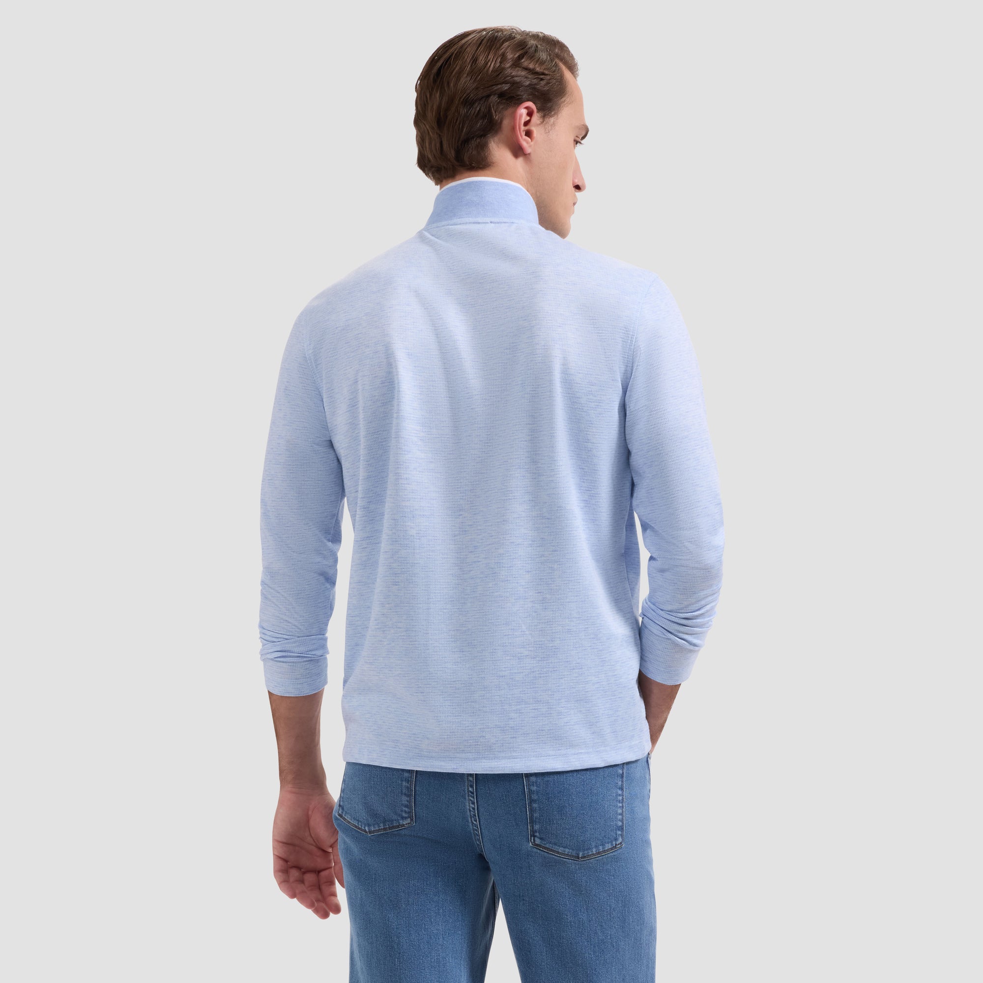 Performance Houndstooth Quarter-Zip Mock Neck Pullover