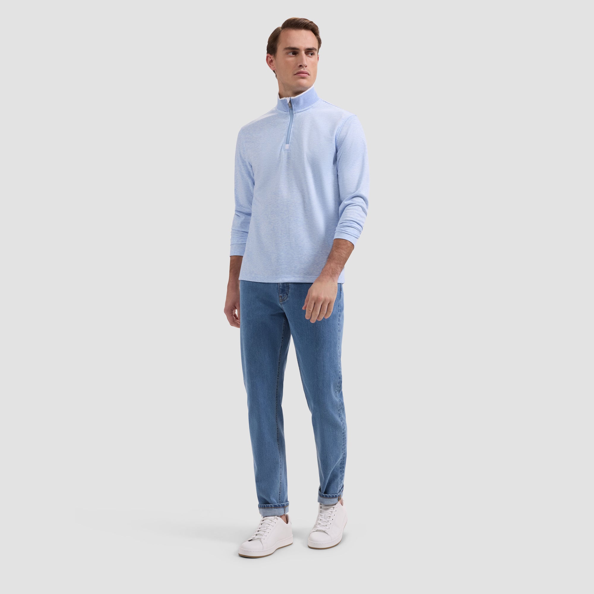 Performance Houndstooth Quarter-Zip Mock Neck Pullover