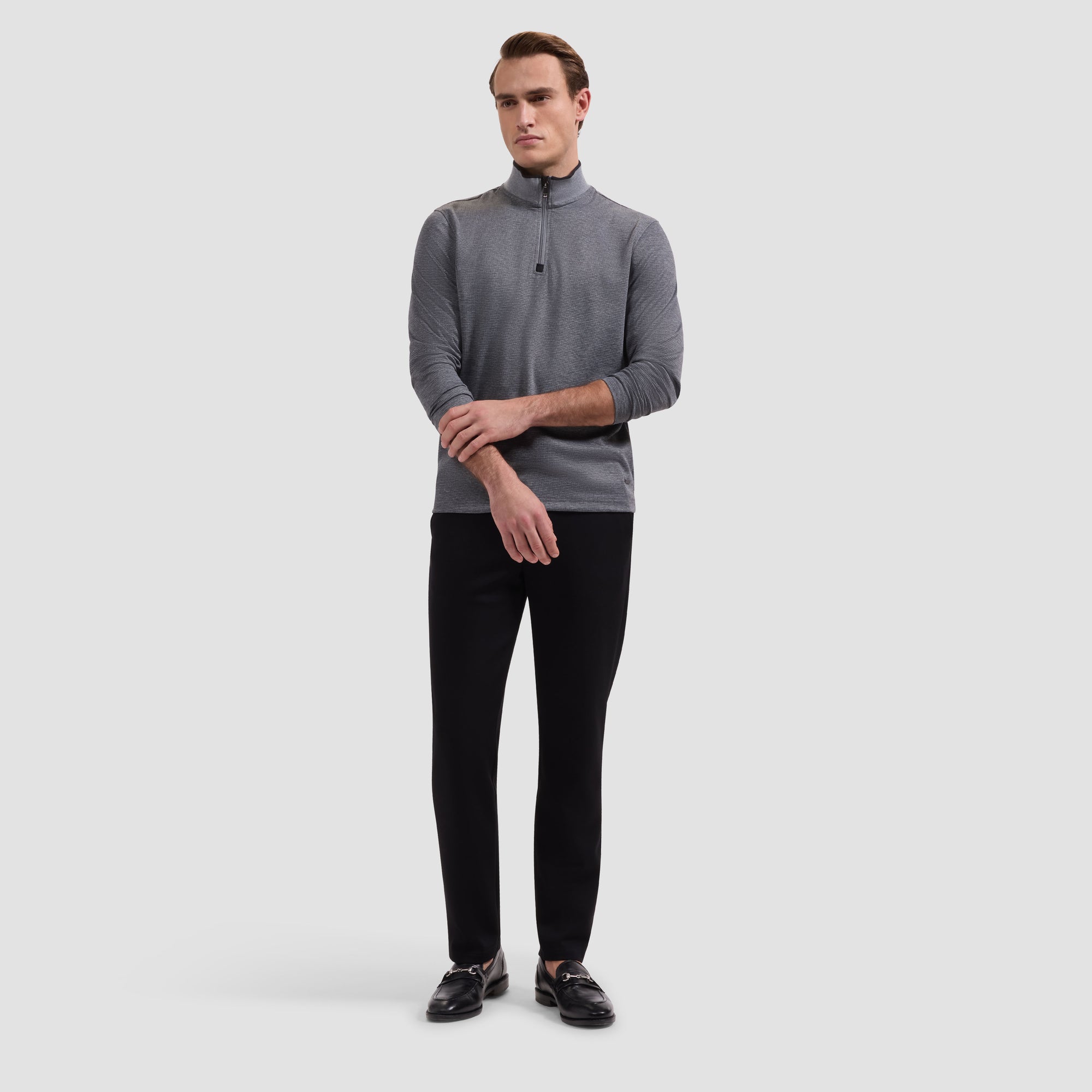 Performance Houndstooth Quarter-Zip Mock Neck Pullover