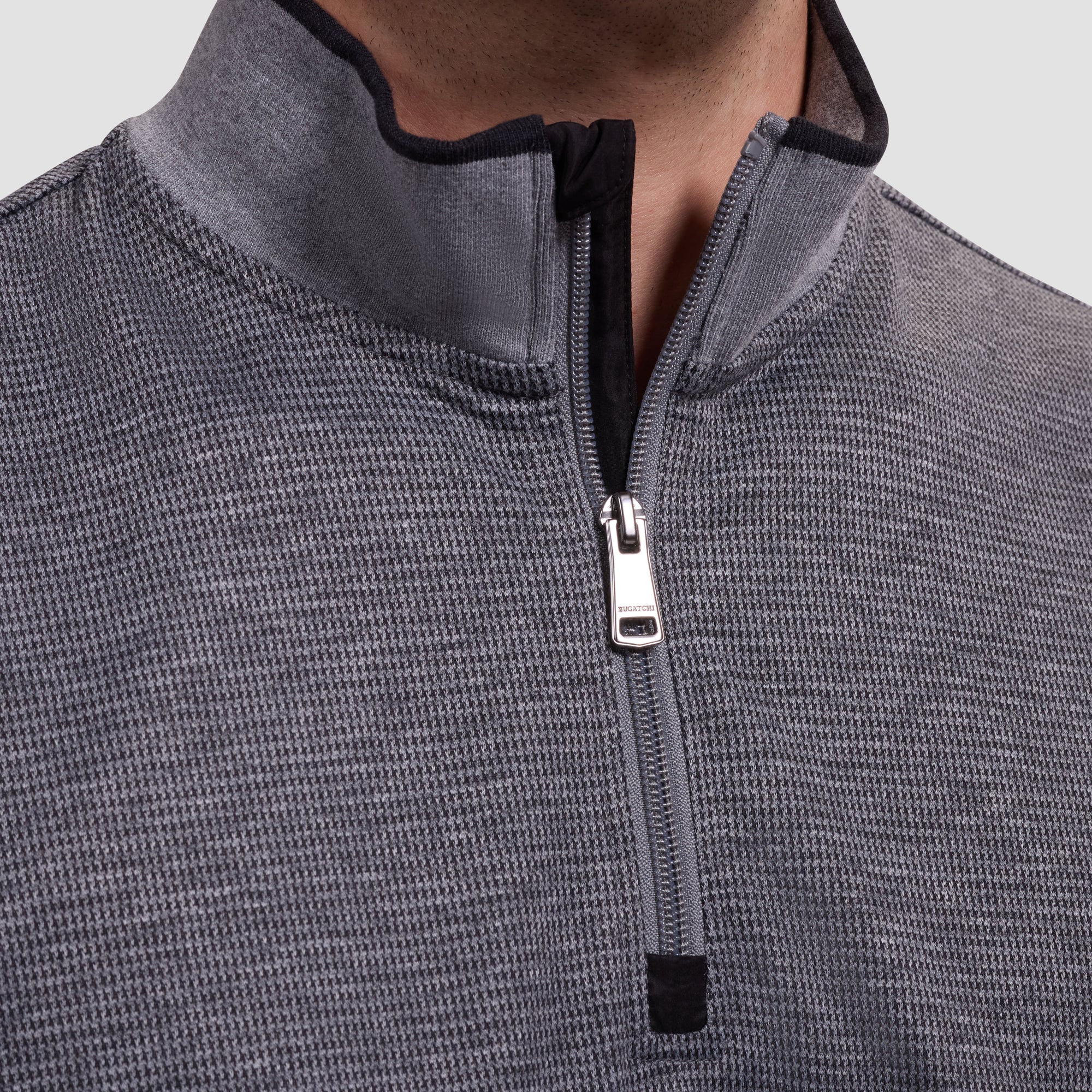 Performance Houndstooth Quarter-Zip Mock Neck Pullover