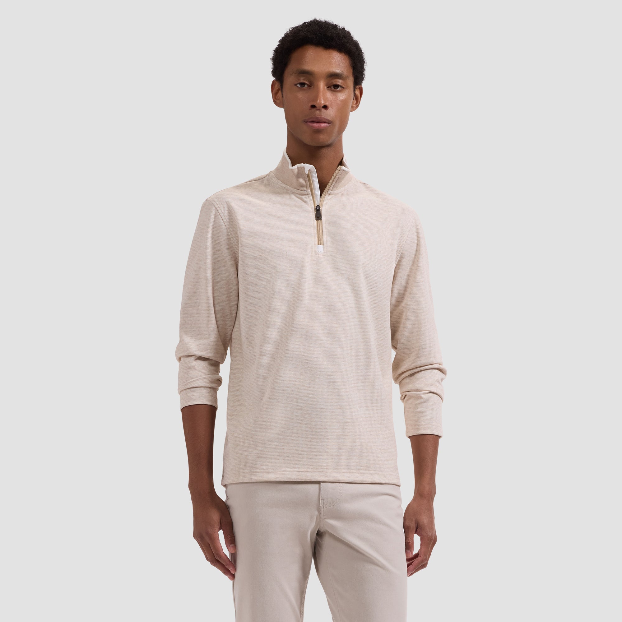 Performance Houndstooth Quarter-Zip Mock Neck Pullover