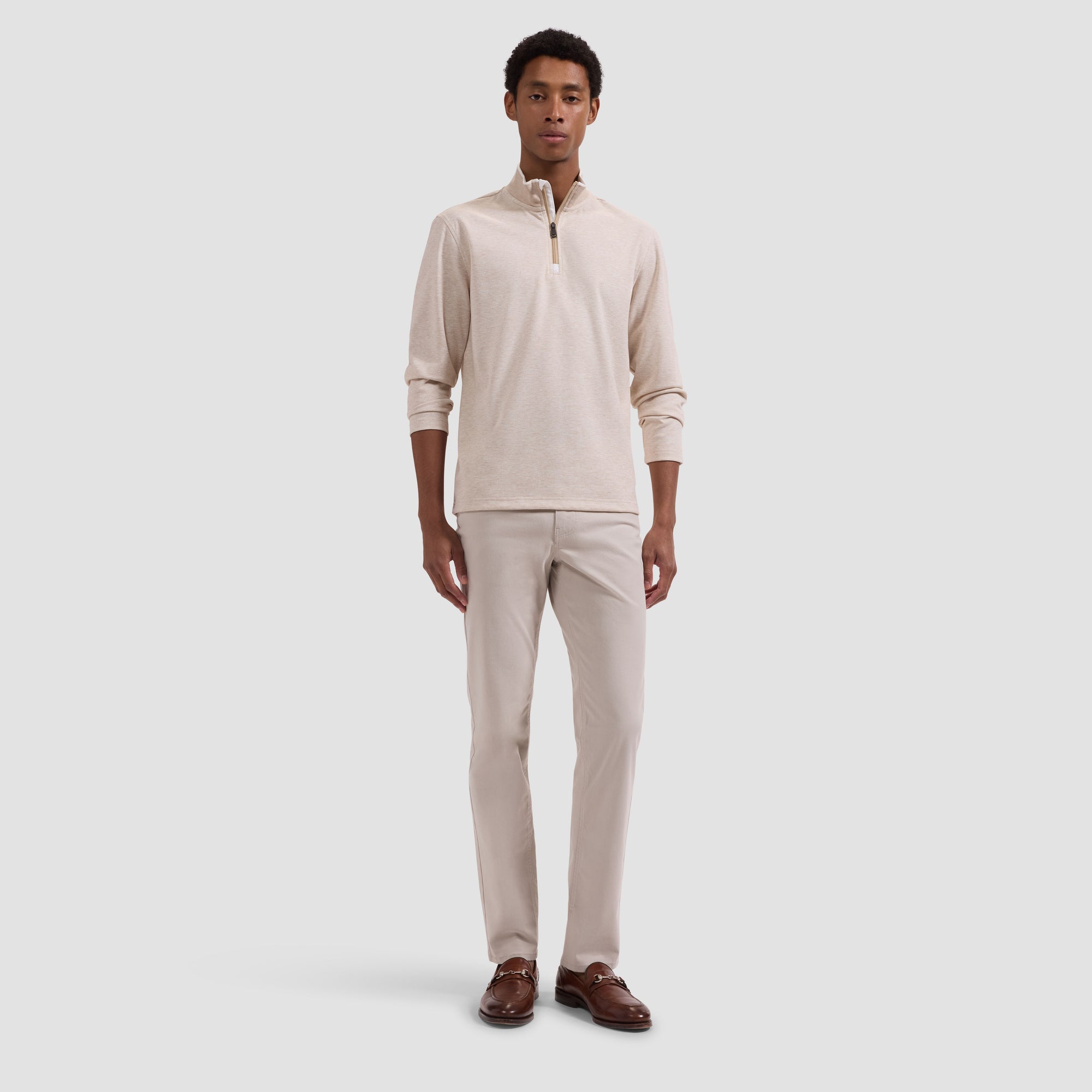 Performance Houndstooth Quarter-Zip Mock Neck Pullover