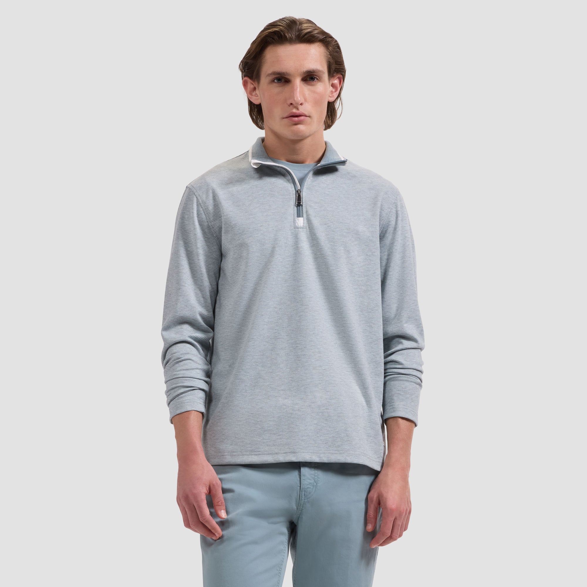 Performance Houndstooth Quarter-Zip Mock Neck Pullover