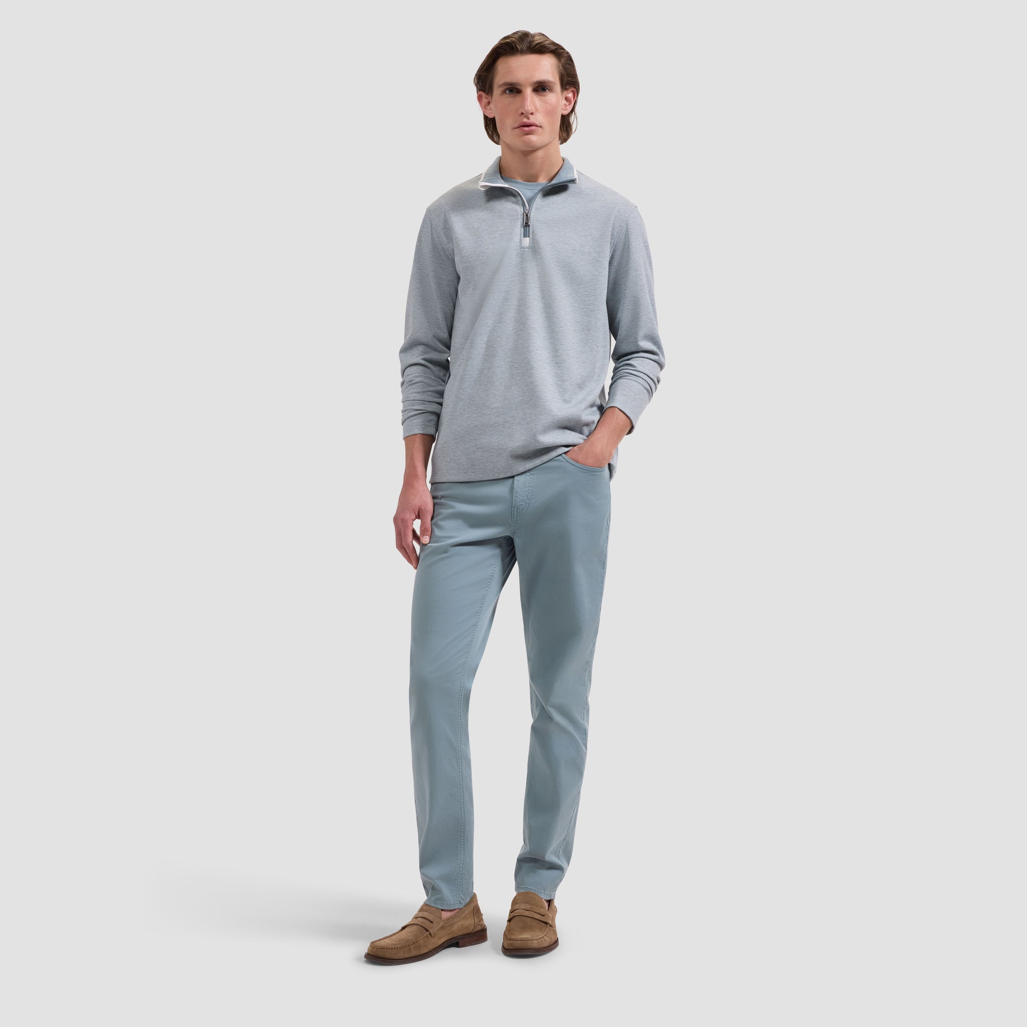 Performance Houndstooth Quarter-Zip Mock Neck Pullover