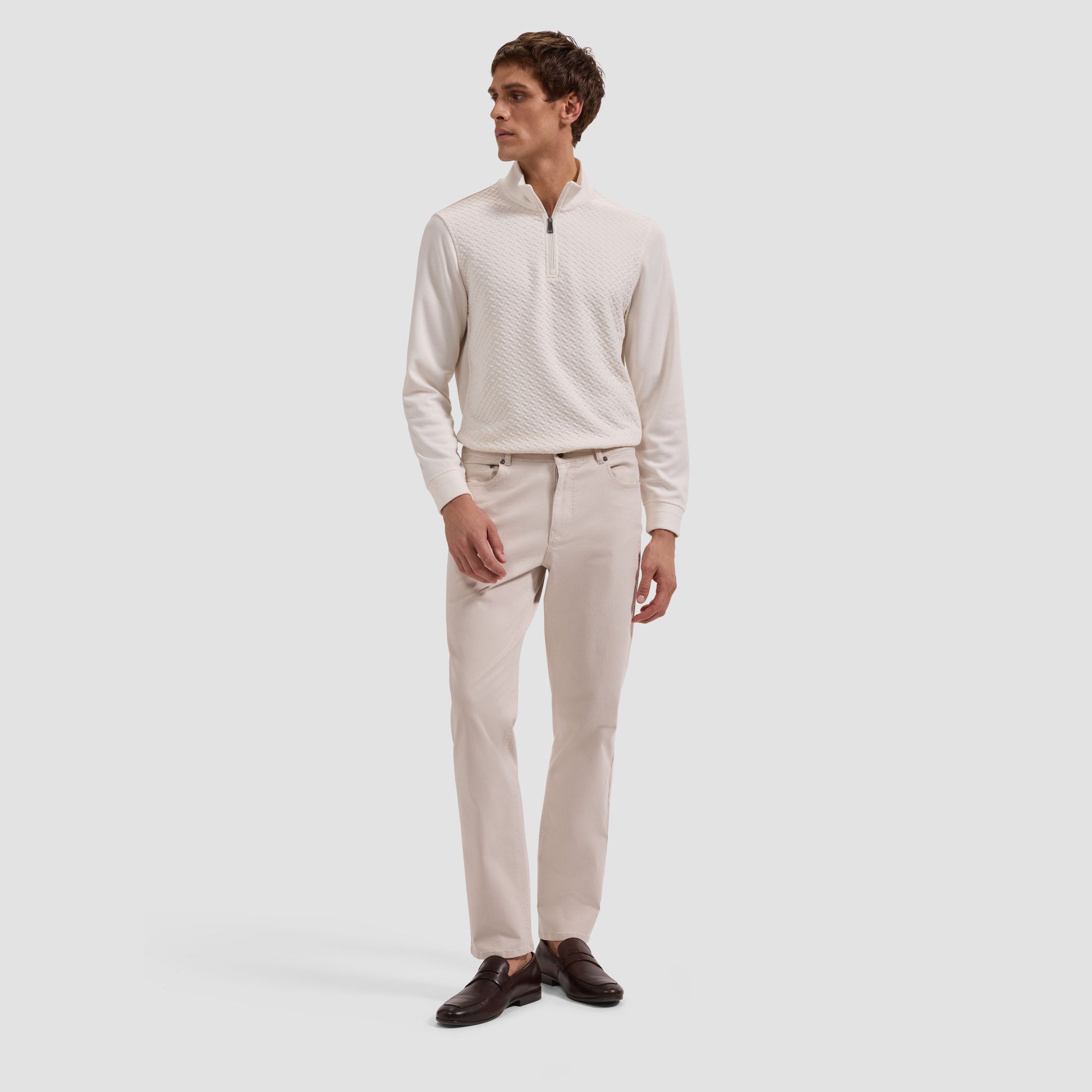 Performance Basketweave Quarter-Zip Mock Neck Pullover