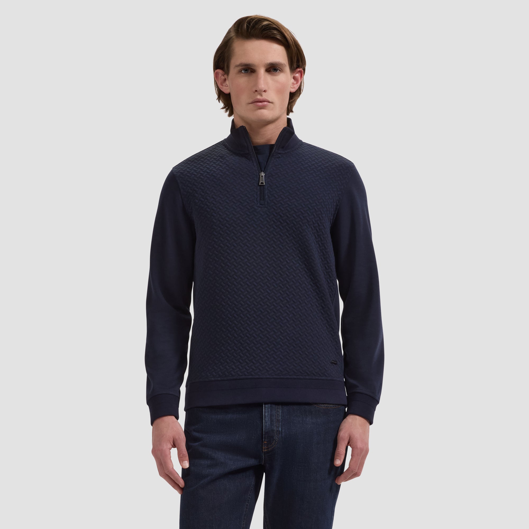 Performance Basketweave Quarter-Zip Mock Neck Pullover