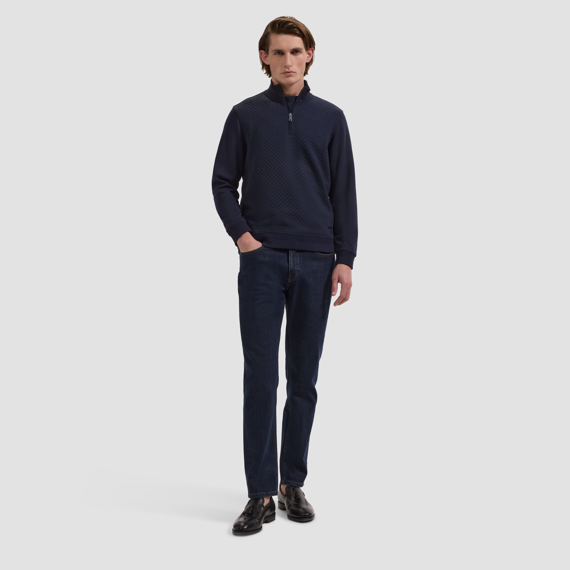 Performance Basketweave Quarter-Zip Mock Neck Pullover