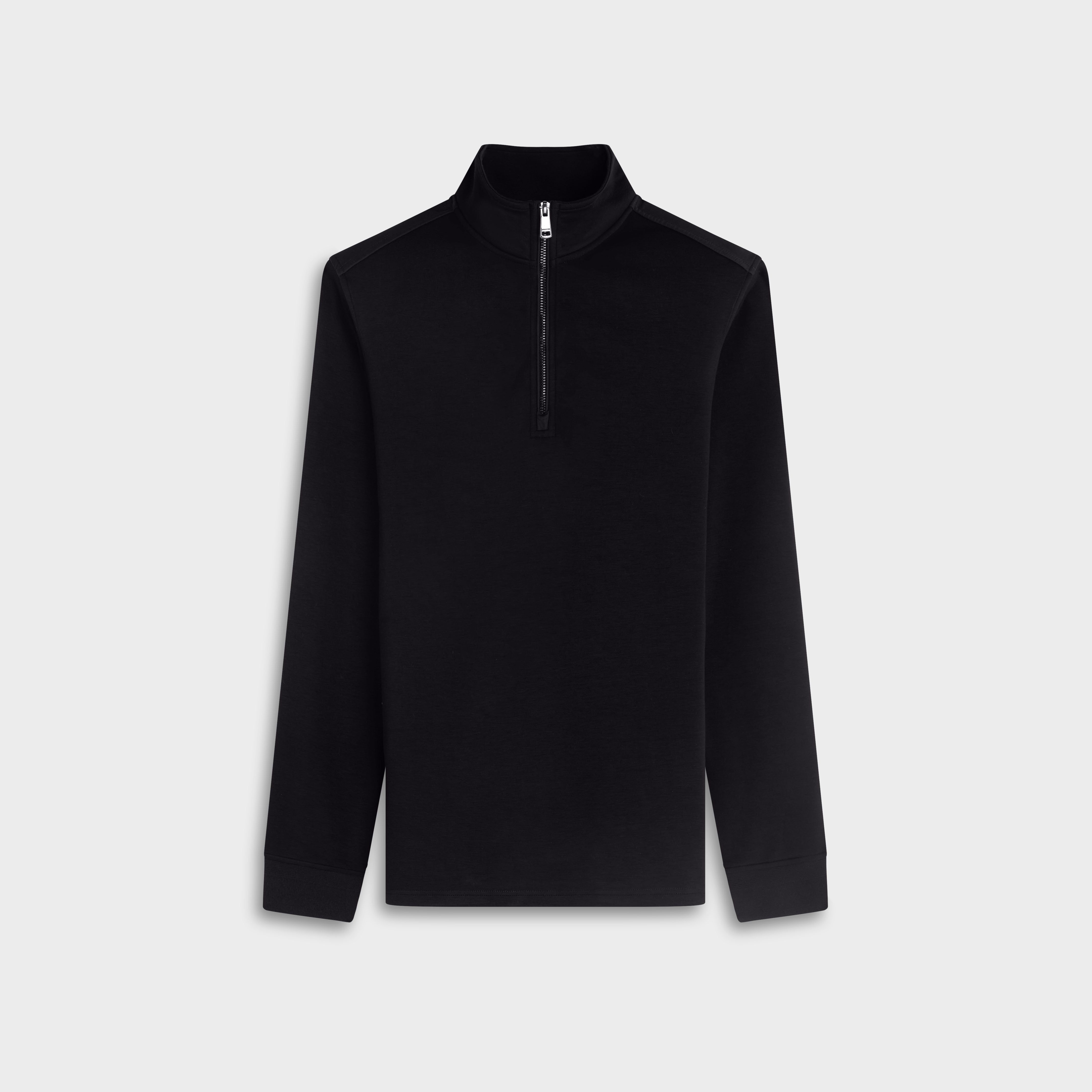 Soft Touch Quarter-Zip Mock Neck Pullover in Black – BUGATCHI