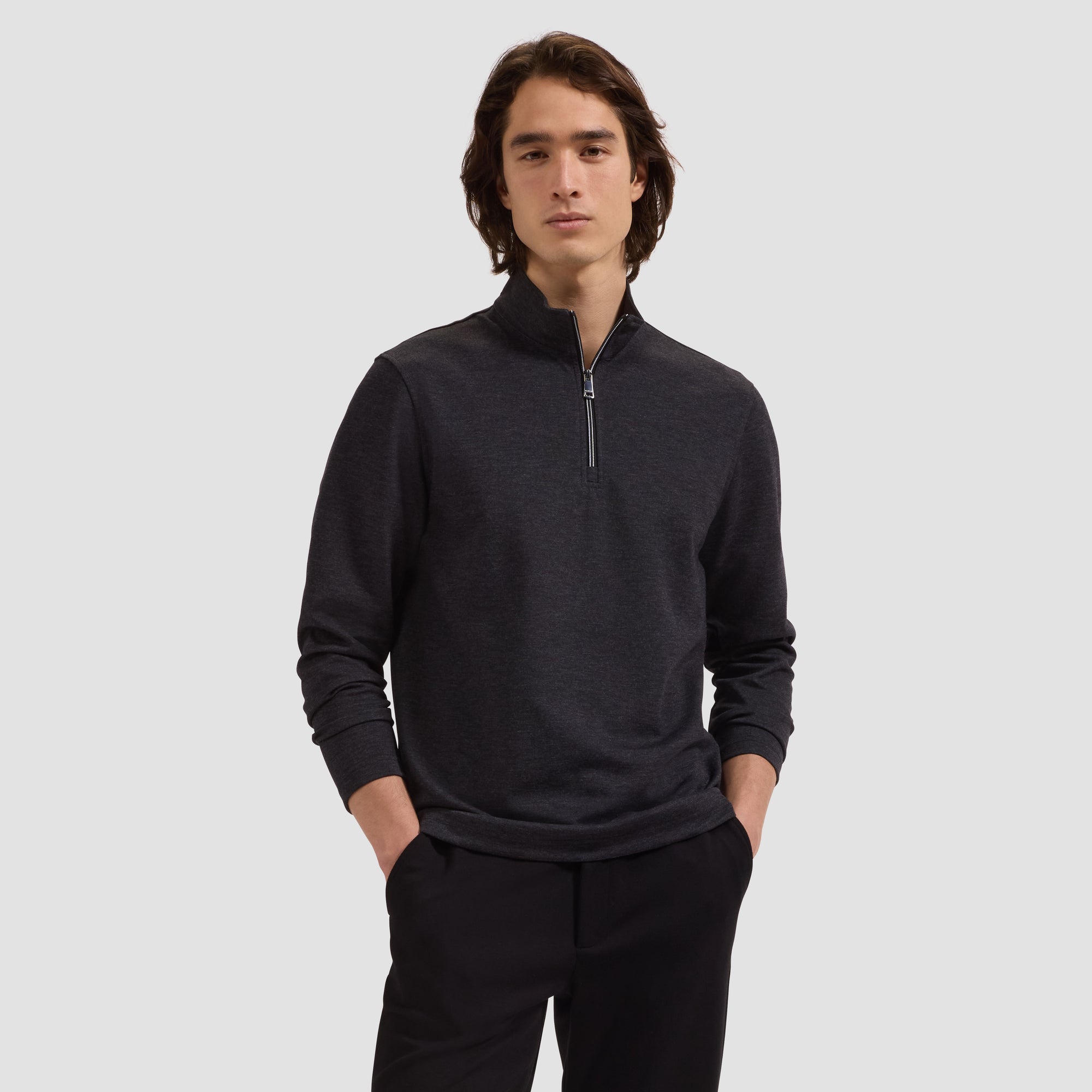 Soft Touch Melange Quarter-Zip Mock Neck Pullover