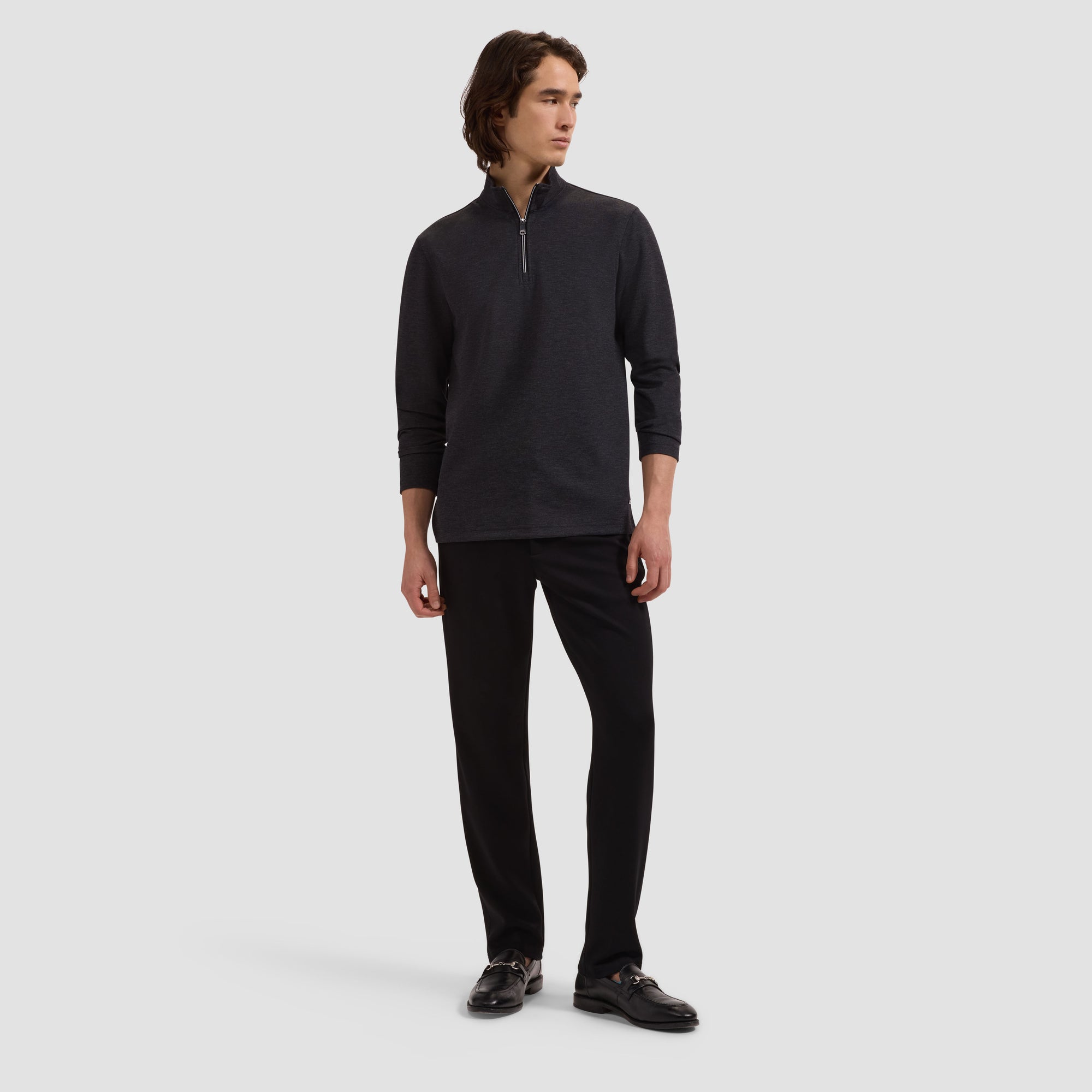 Soft Touch Melange Quarter-Zip Mock Neck Pullover