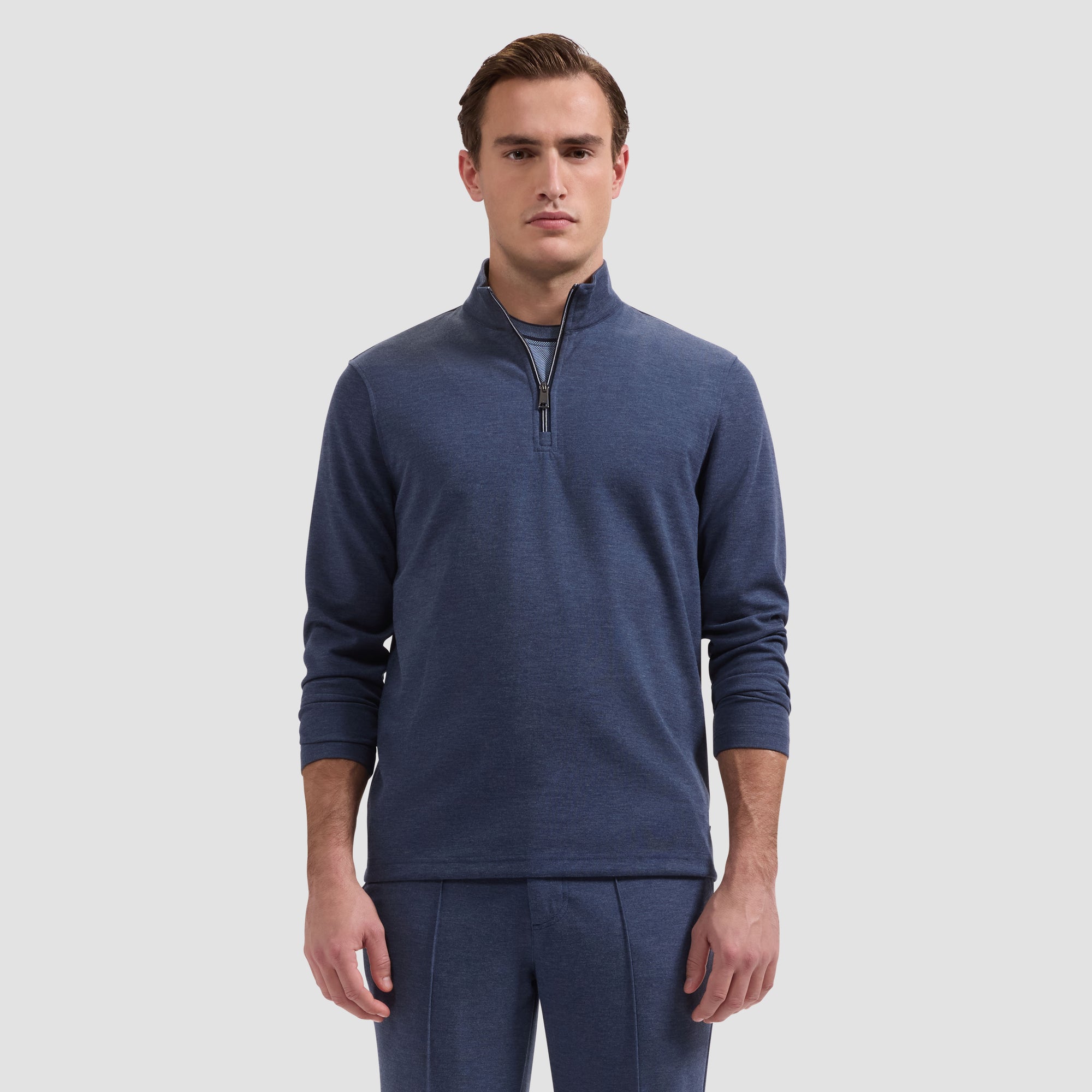 Soft Touch Melange Quarter-Zip Mock Neck Pullover