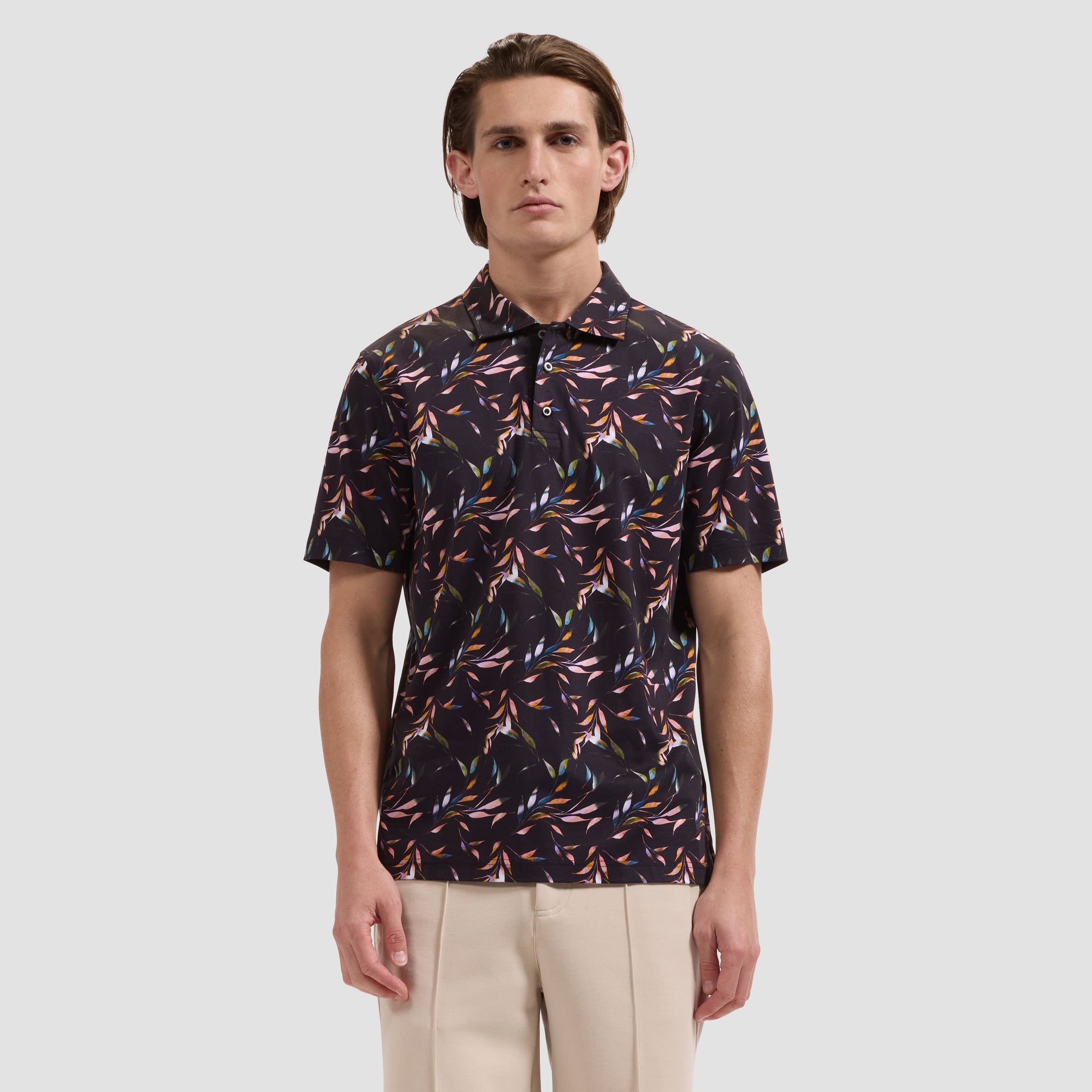 Hendrix Leaf Print Polo Shirt