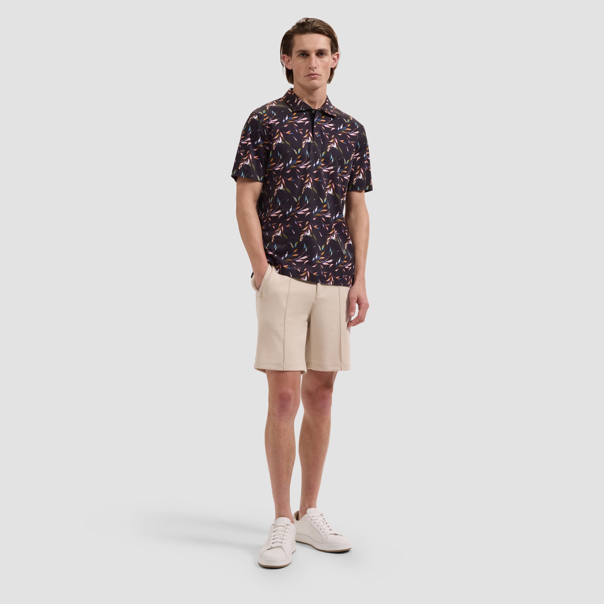 Hendrix Leaf Print Polo Shirt