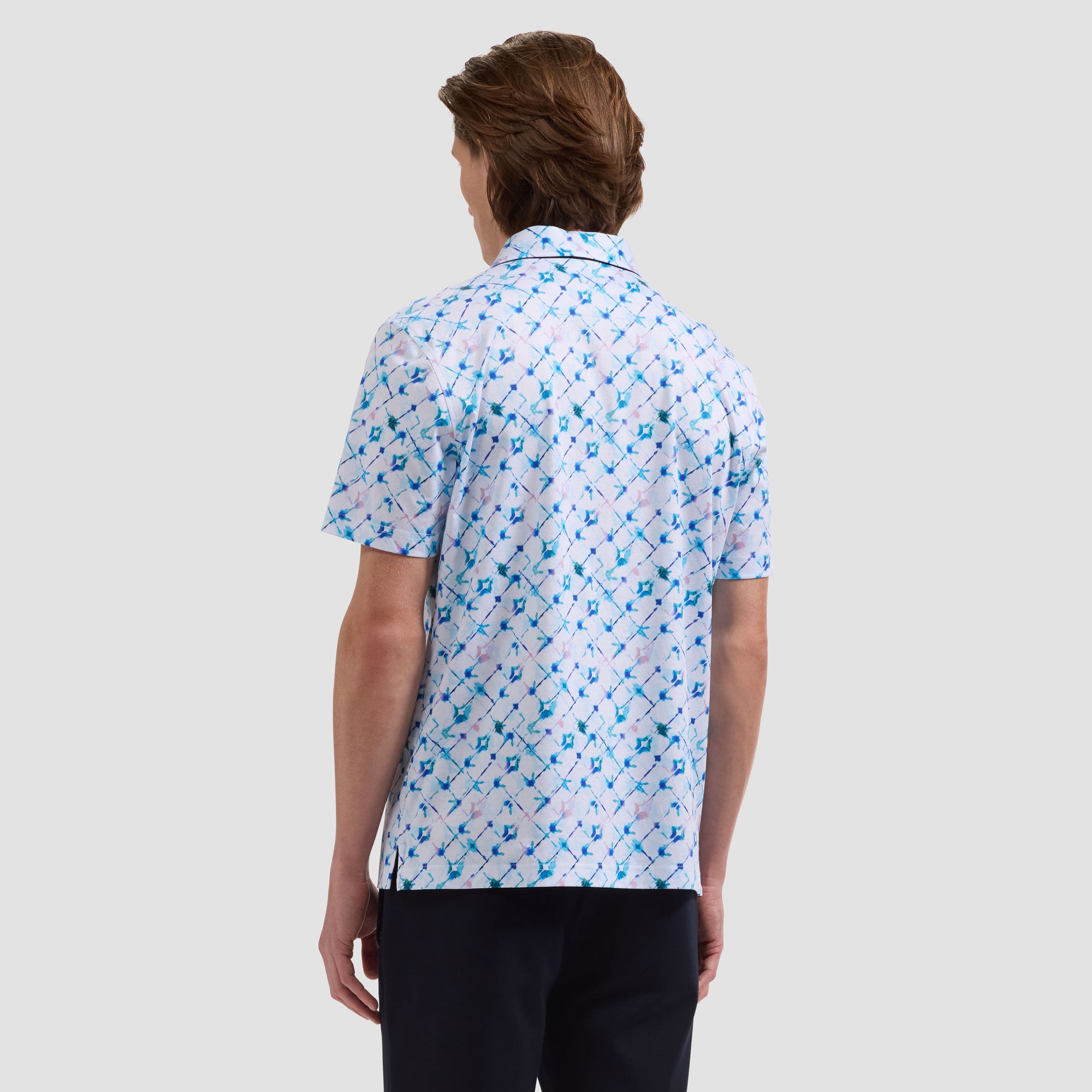 Ink-Blot Diamond Check Polo Shirt