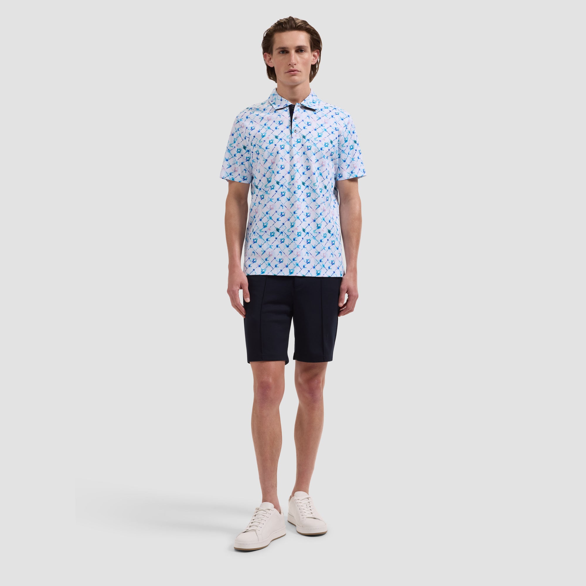 Ink-Blot Diamond Check Polo Shirt