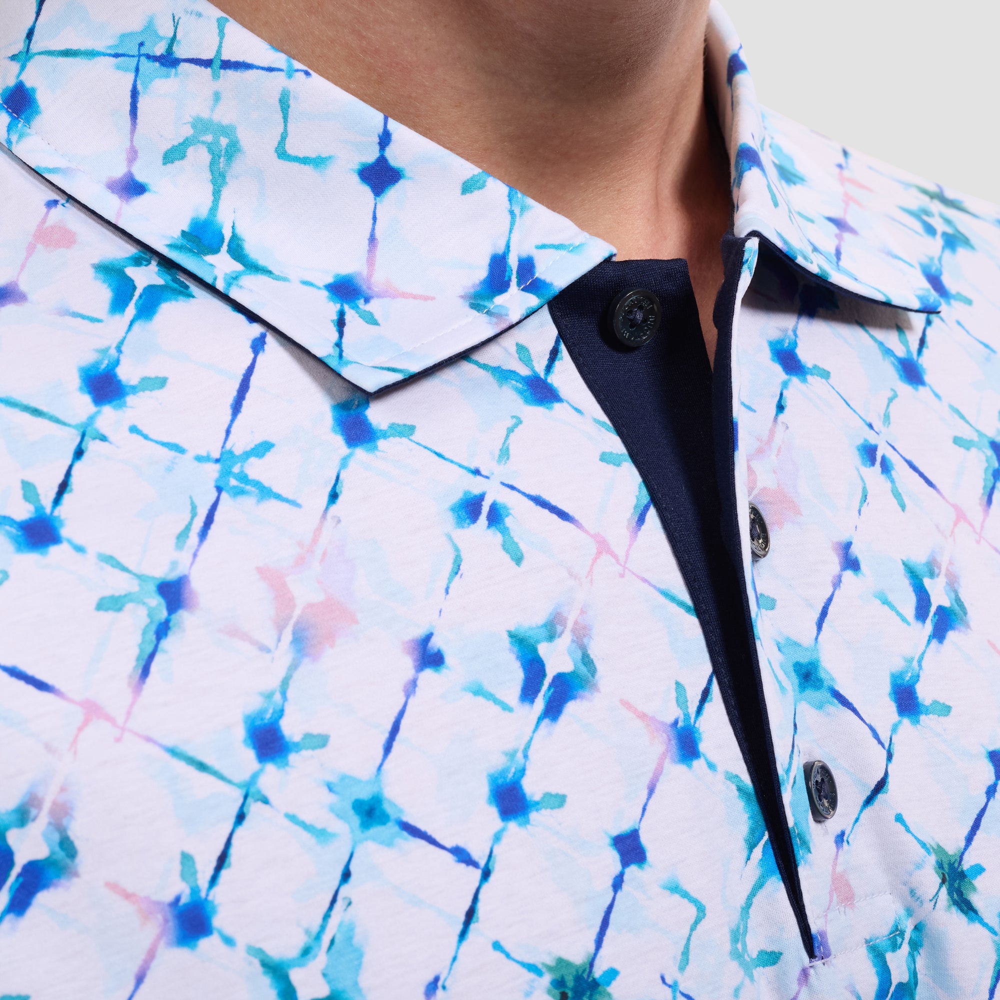 Ink-Blot Diamond Check Polo Shirt