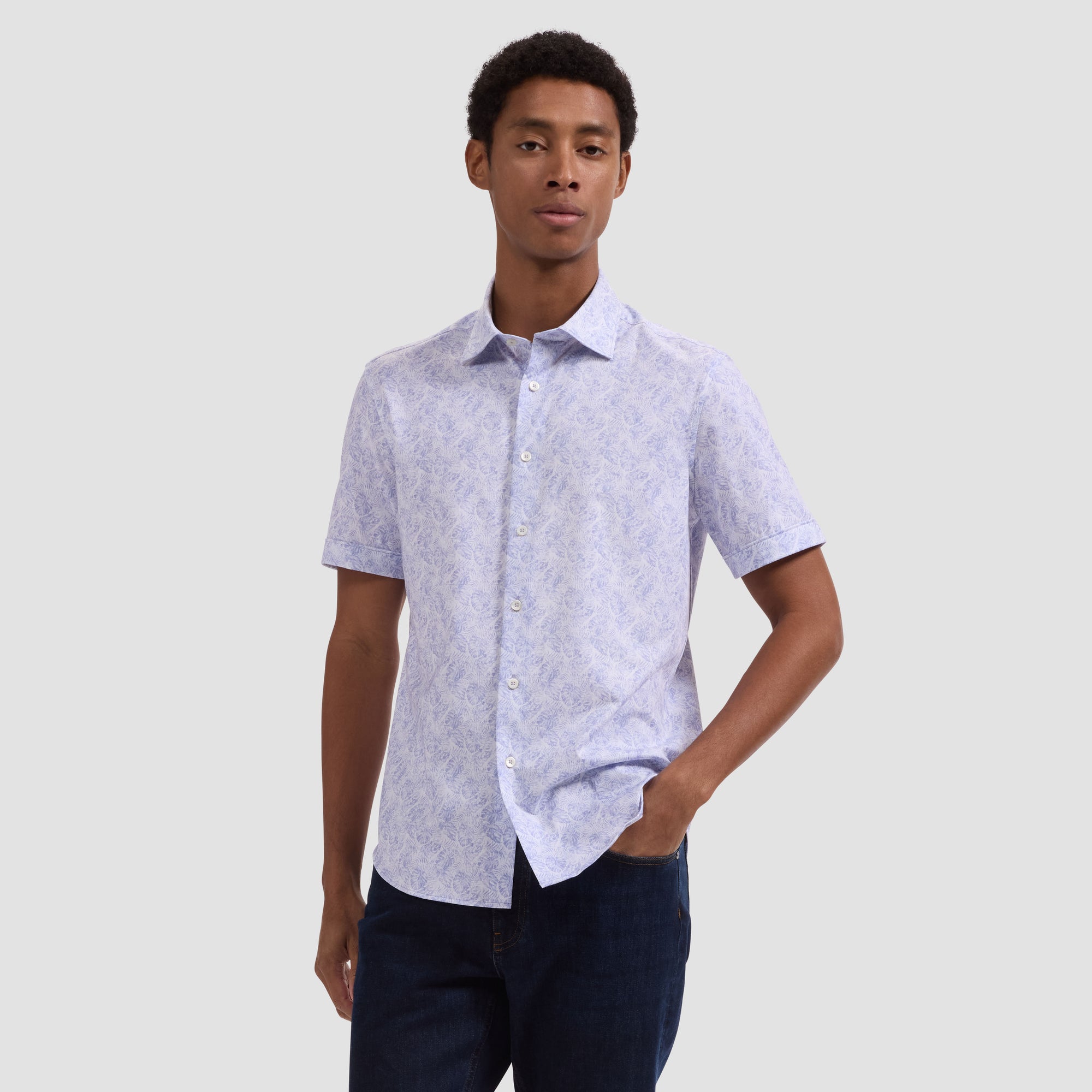 Miles OoohCotton Leaf Print Short-Sleeve Shirt