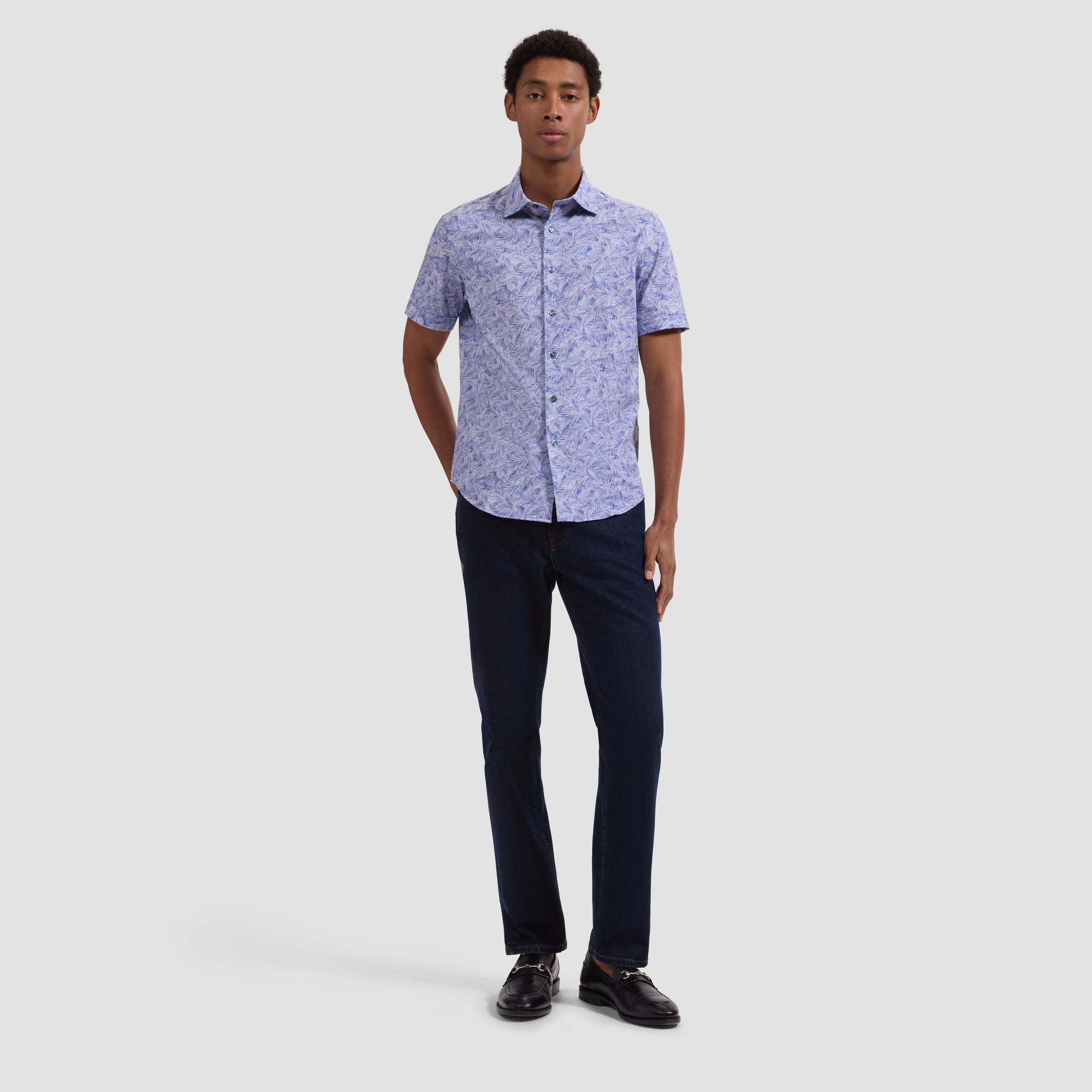 Miles OoohCotton Palm Print Short-Sleeve Shirt