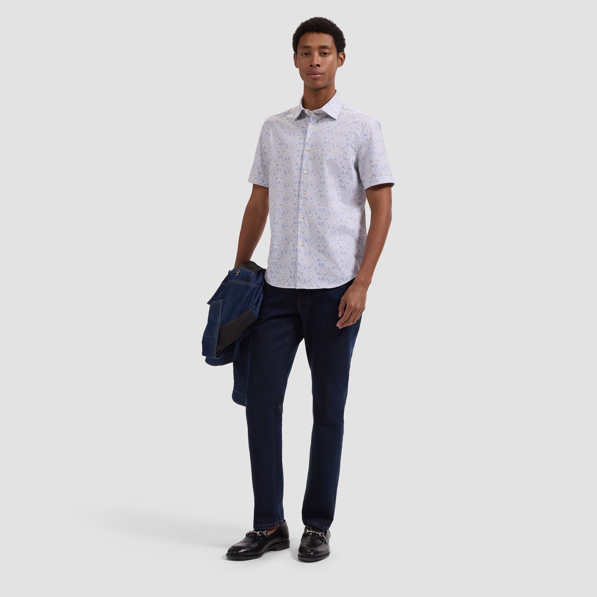 Miles OoohCotton Striped Leaf Short-Sleeve Shirt