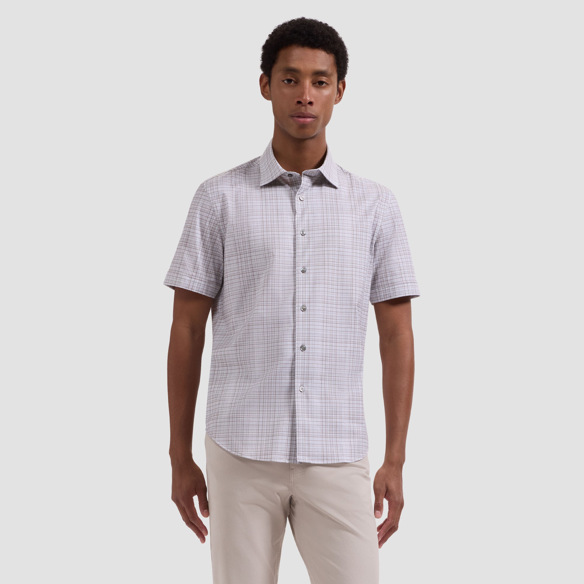Miles OoohCotton Shadow Plaid Short-Sleeve Shirt