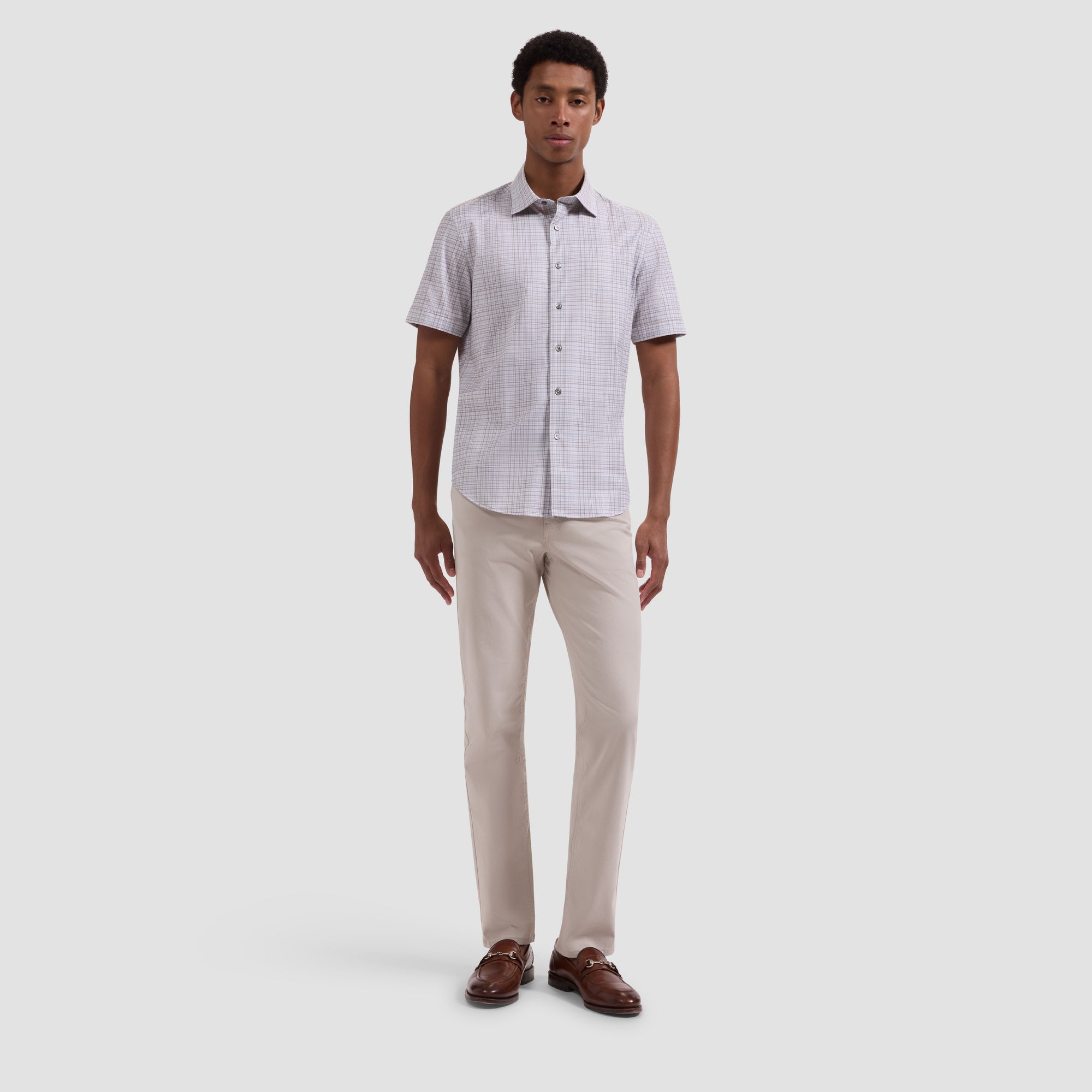 Miles OoohCotton Shadow Plaid Short-Sleeve Shirt