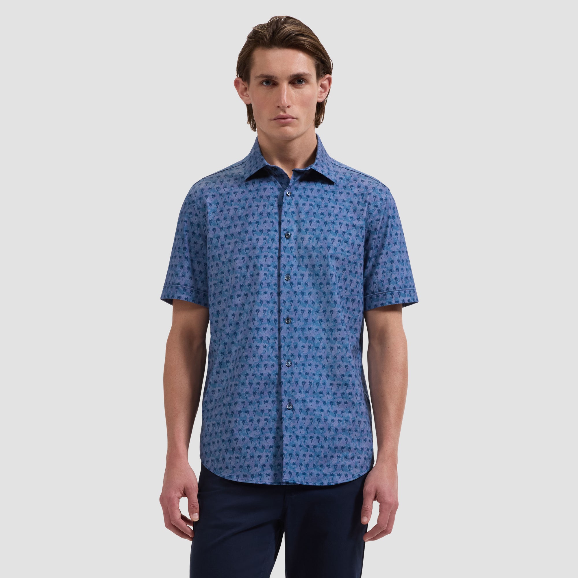Miles OoohCotton Palm Print Short-Sleeve Shirt