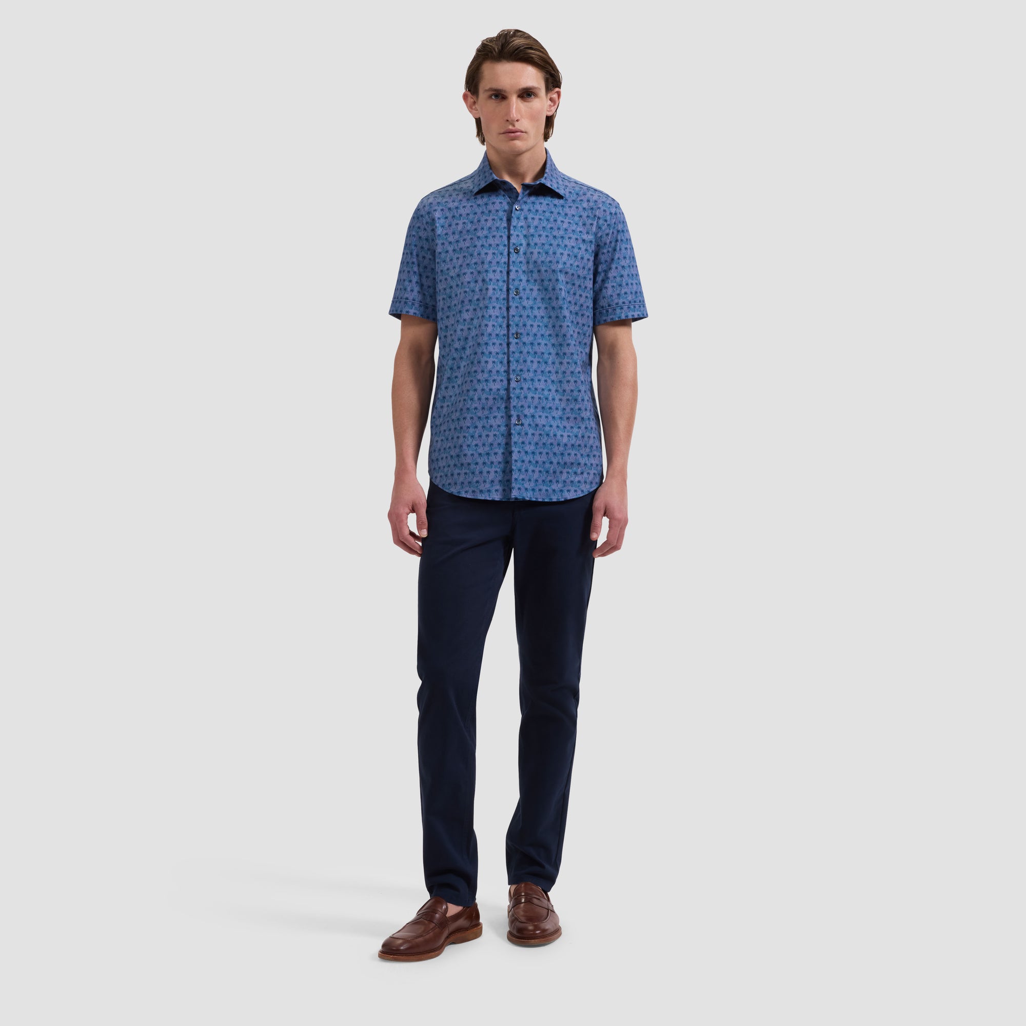 Miles OoohCotton Palm Print Short-Sleeve Shirt