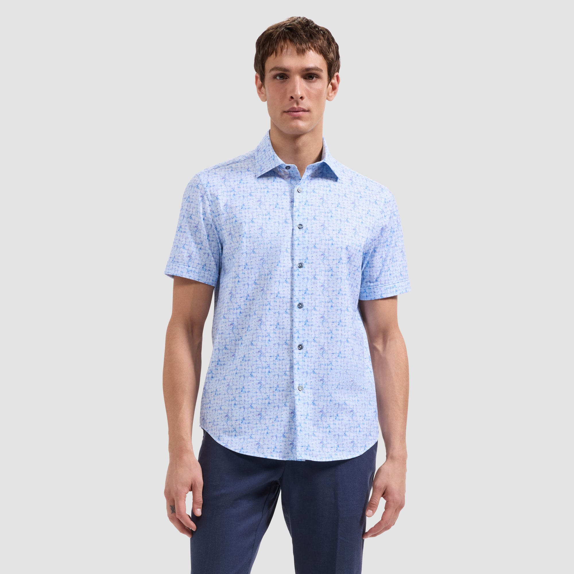 Miles OoohCotton Abstract Watercolor Short-Sleeve Shirt