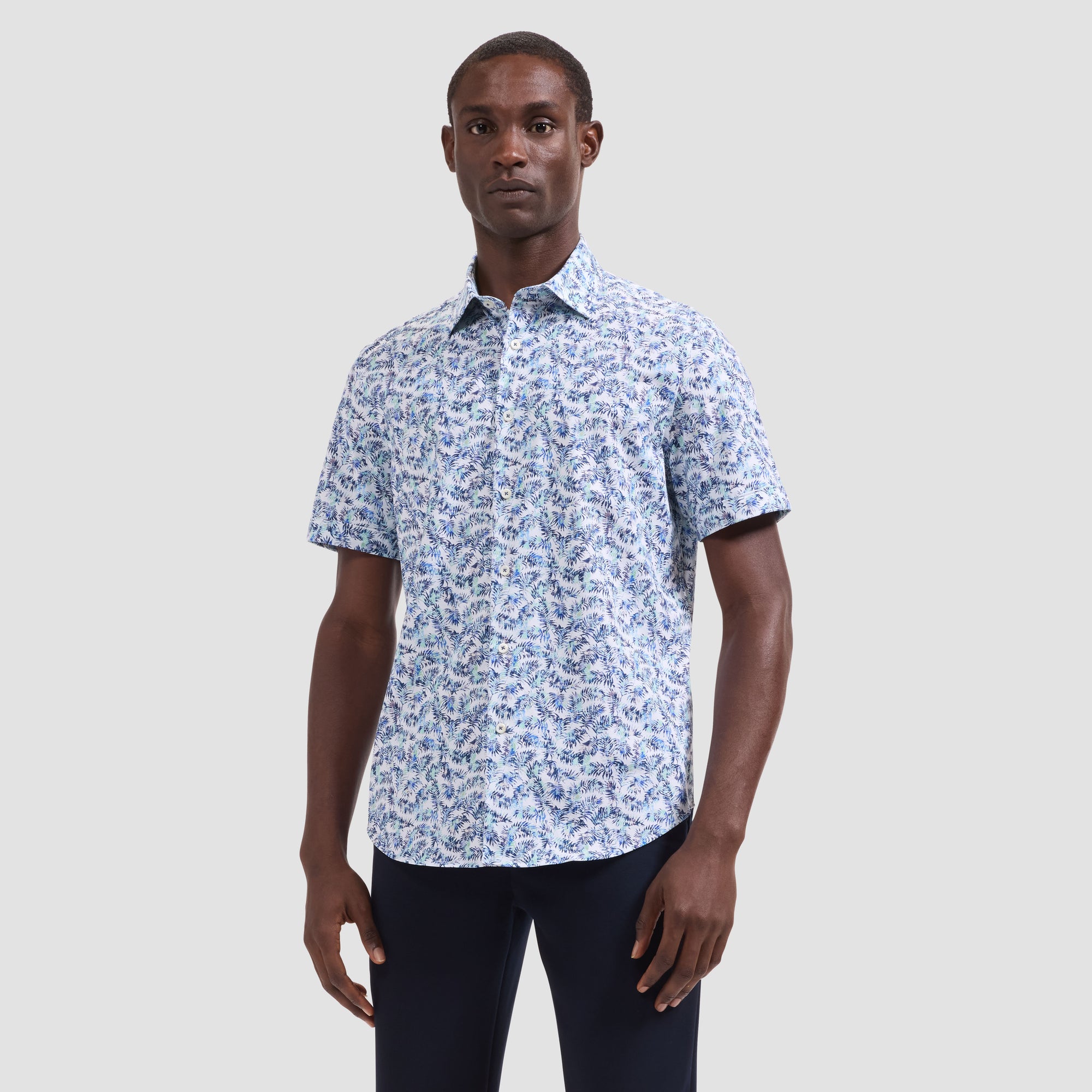 Miles OoohCotton Palm Print Short-Sleeve Shirt