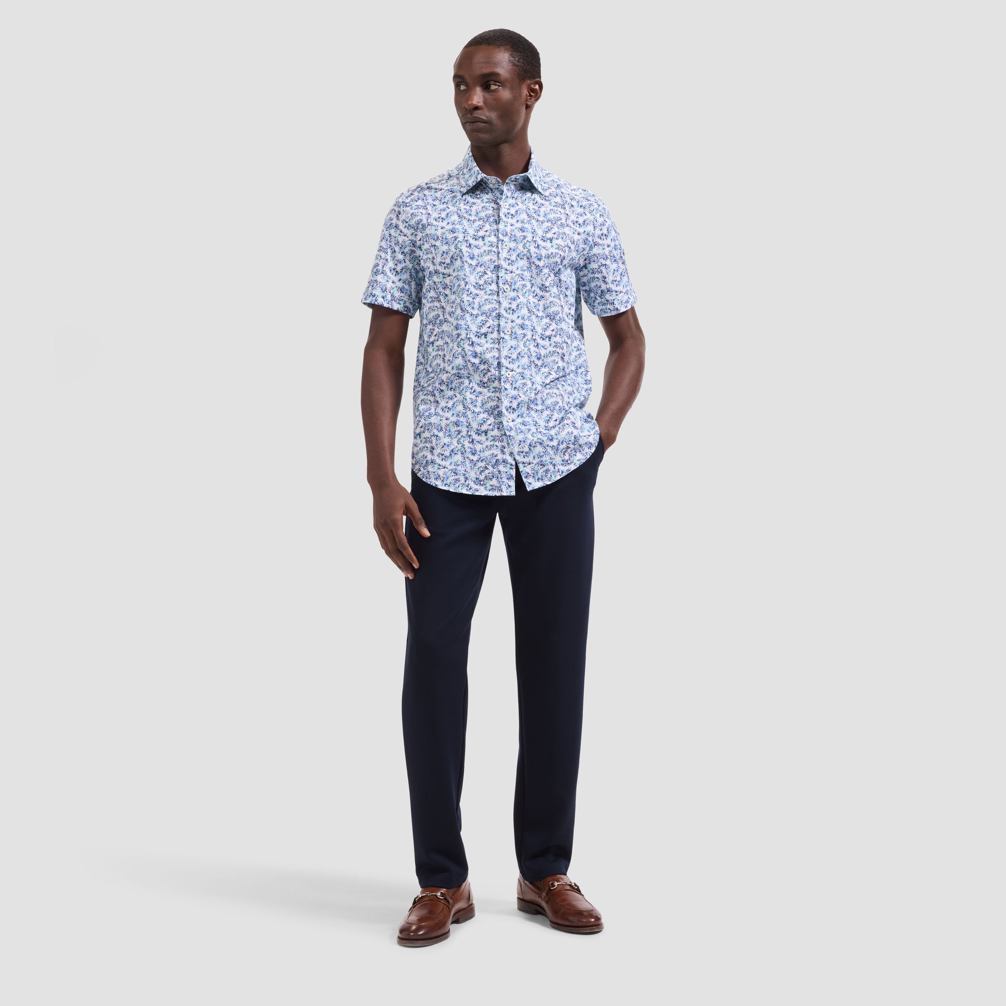 Miles OoohCotton Palm Print Short-Sleeve Shirt