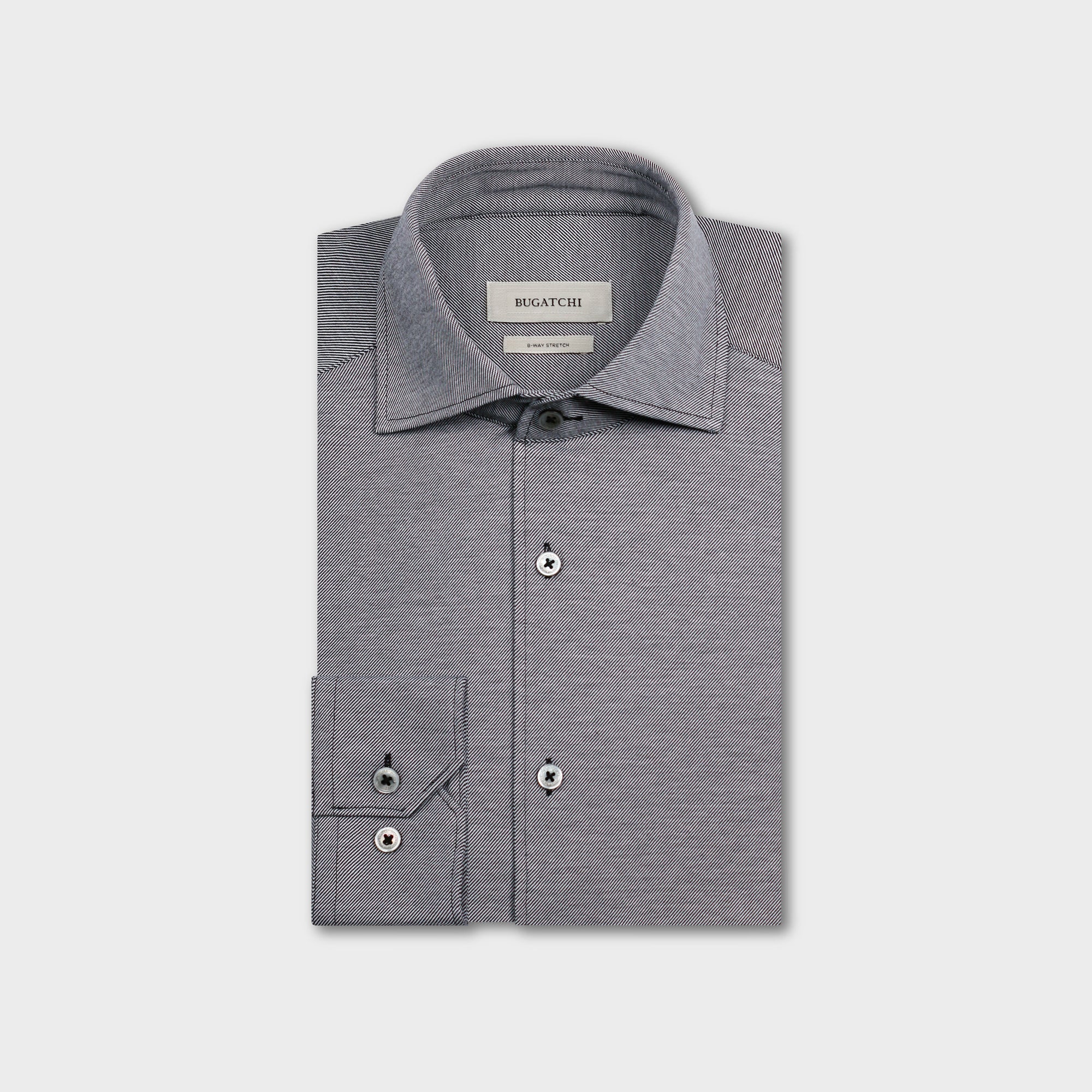 bugatchi uomo dress shirt Classic Fit Flip Cuff Blue Button Up Mens Size Large a point collar Devon OoohCotton Solid Twill Shirt