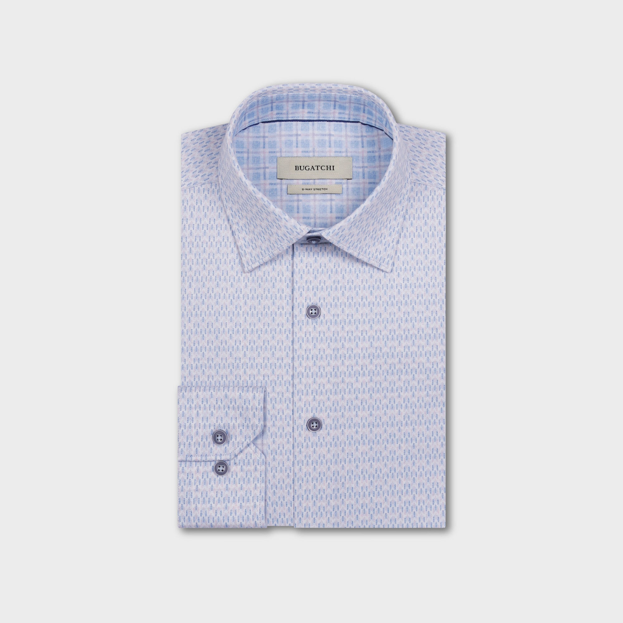 Jimmy OoohCotton Double-Sided Dash & Plaid Shirt