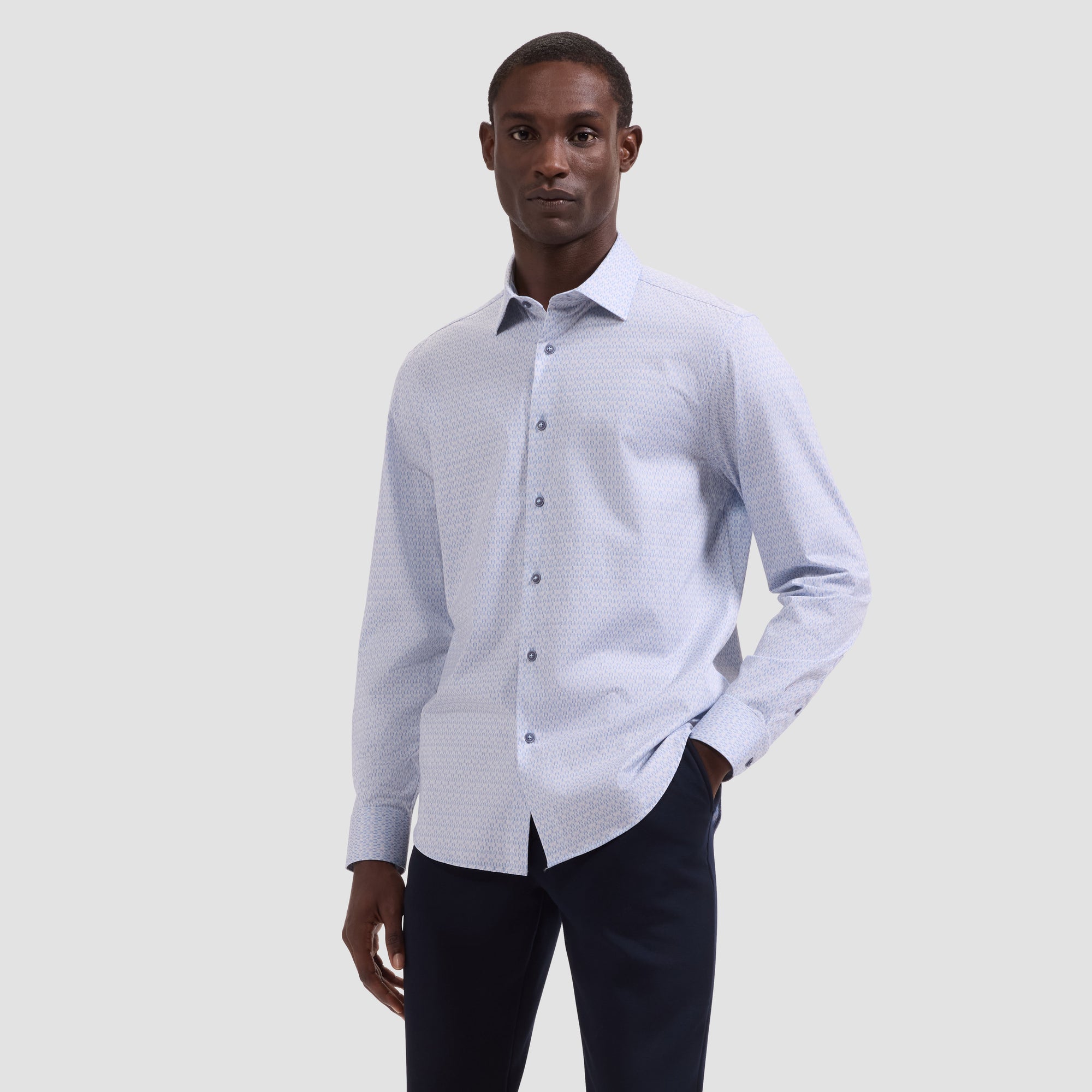 Jimmy OoohCotton Double-Sided Dash & Plaid Shirt