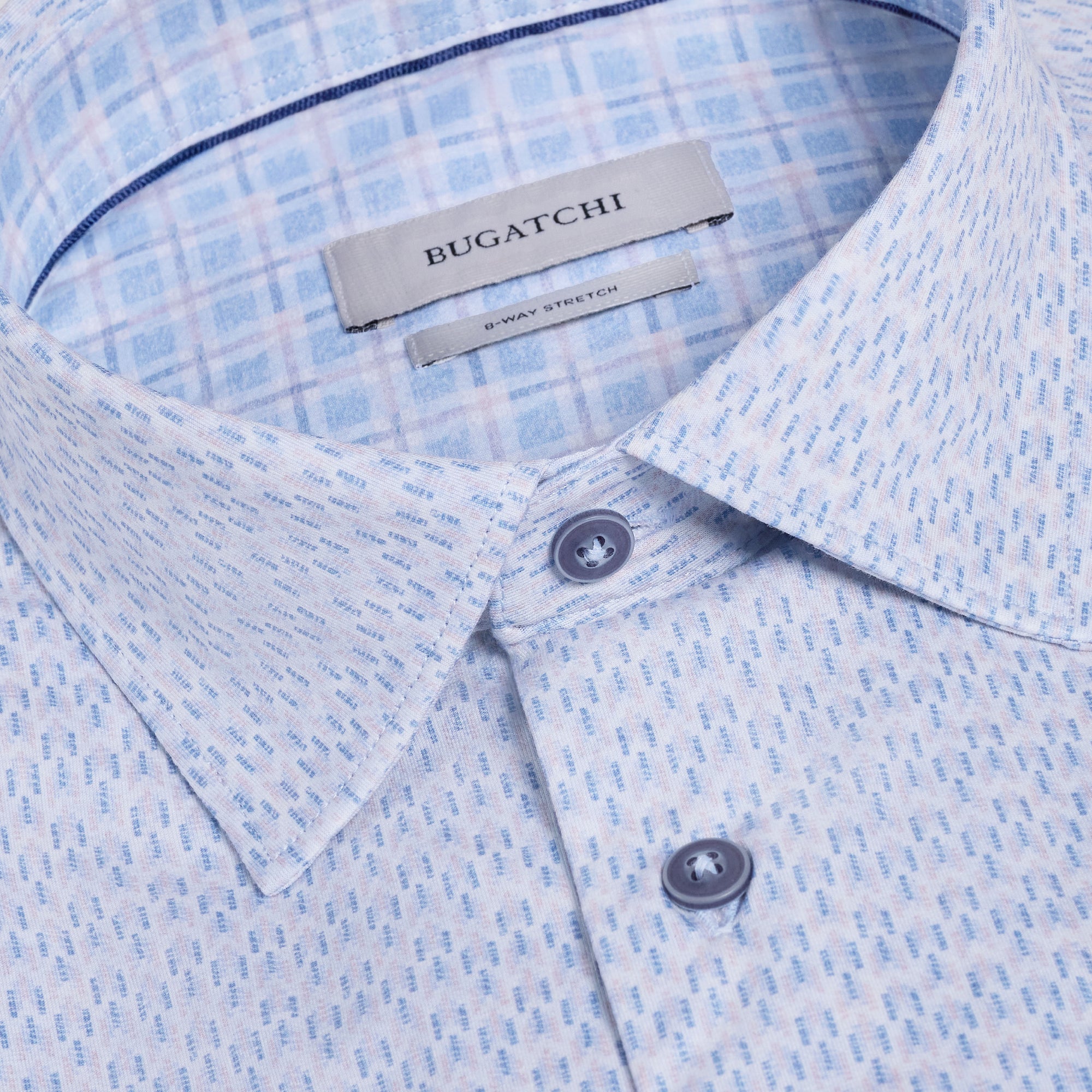 Jimmy OoohCotton Double-Sided Dash & Plaid Shirt