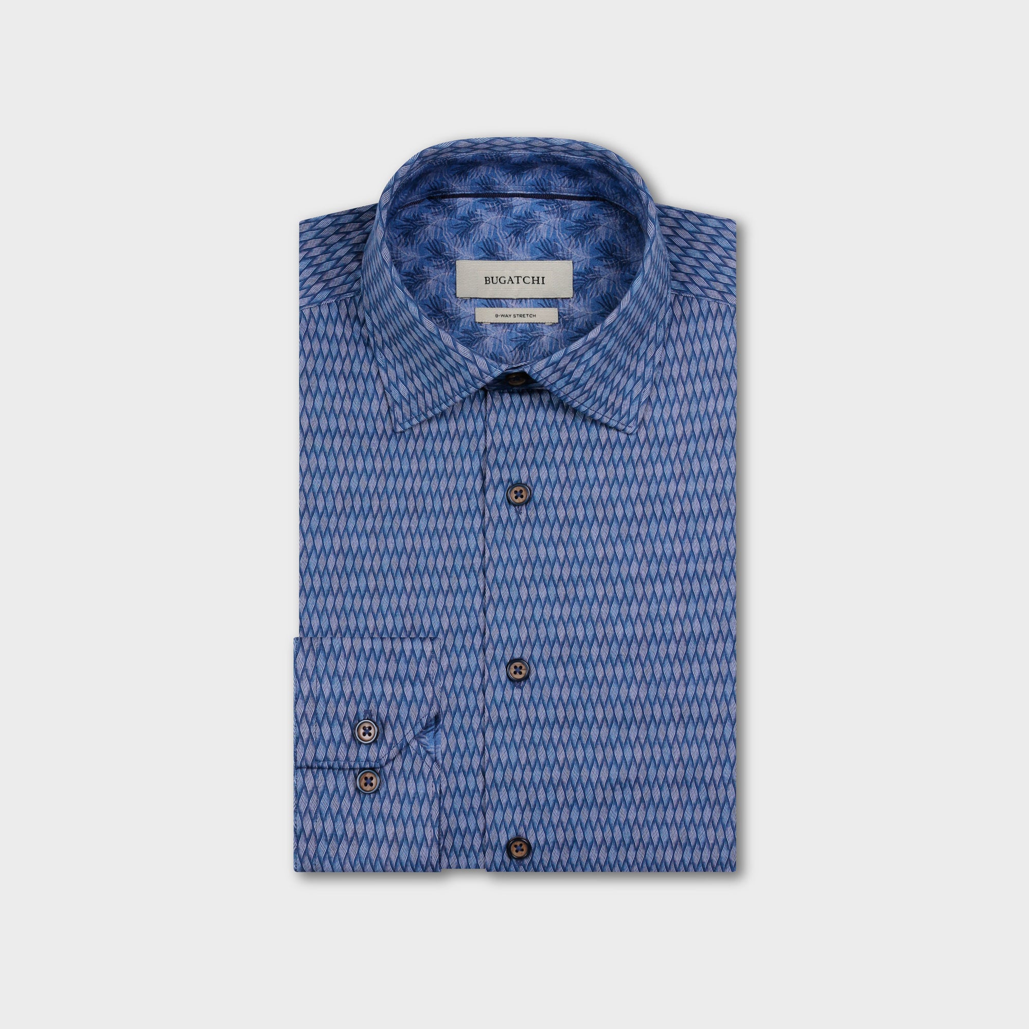 Jimmy OoohCotton Double-Sided Basketweave & Leaf Print Shirt