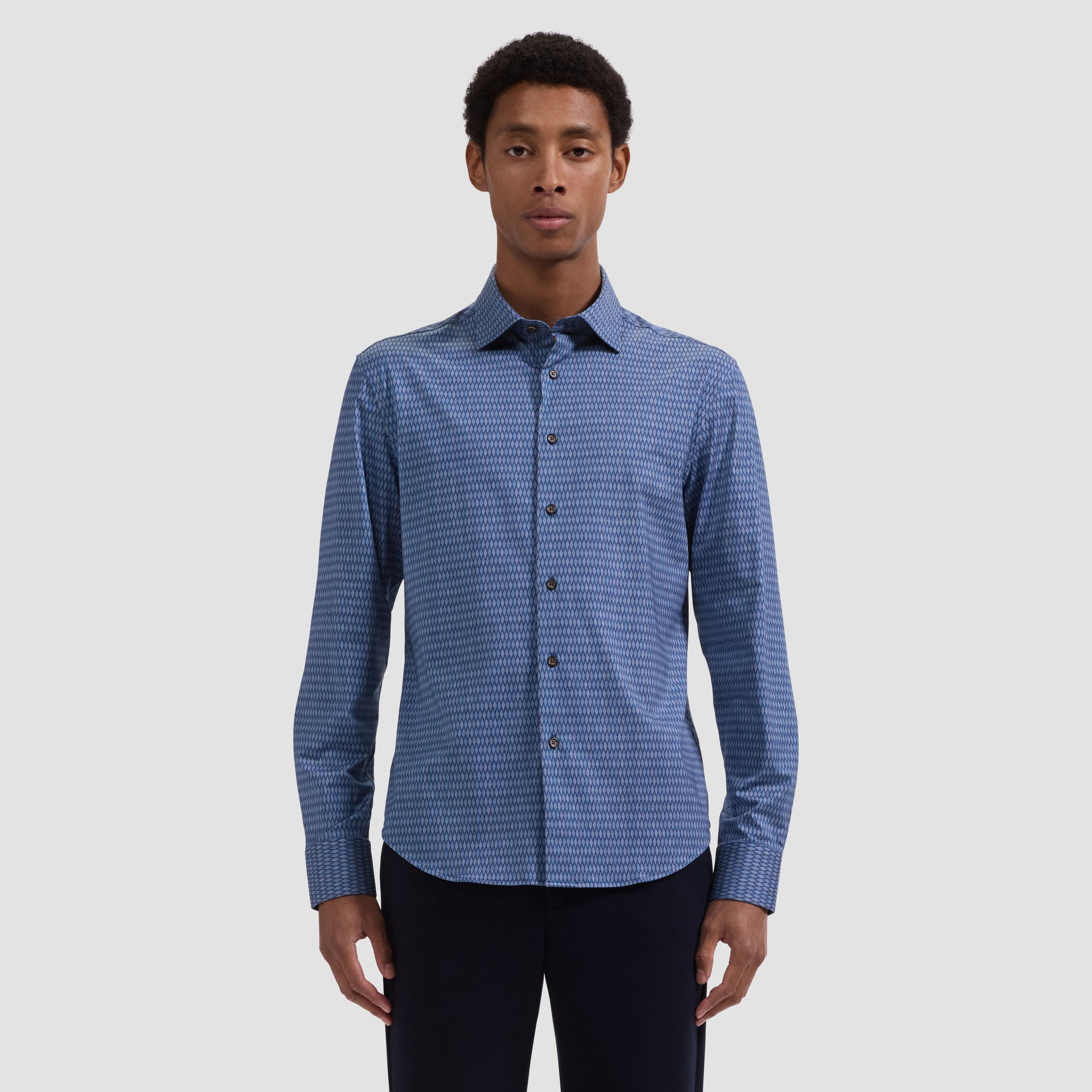 Jimmy OoohCotton Double-Sided Basketweave & Leaf Print Shirt