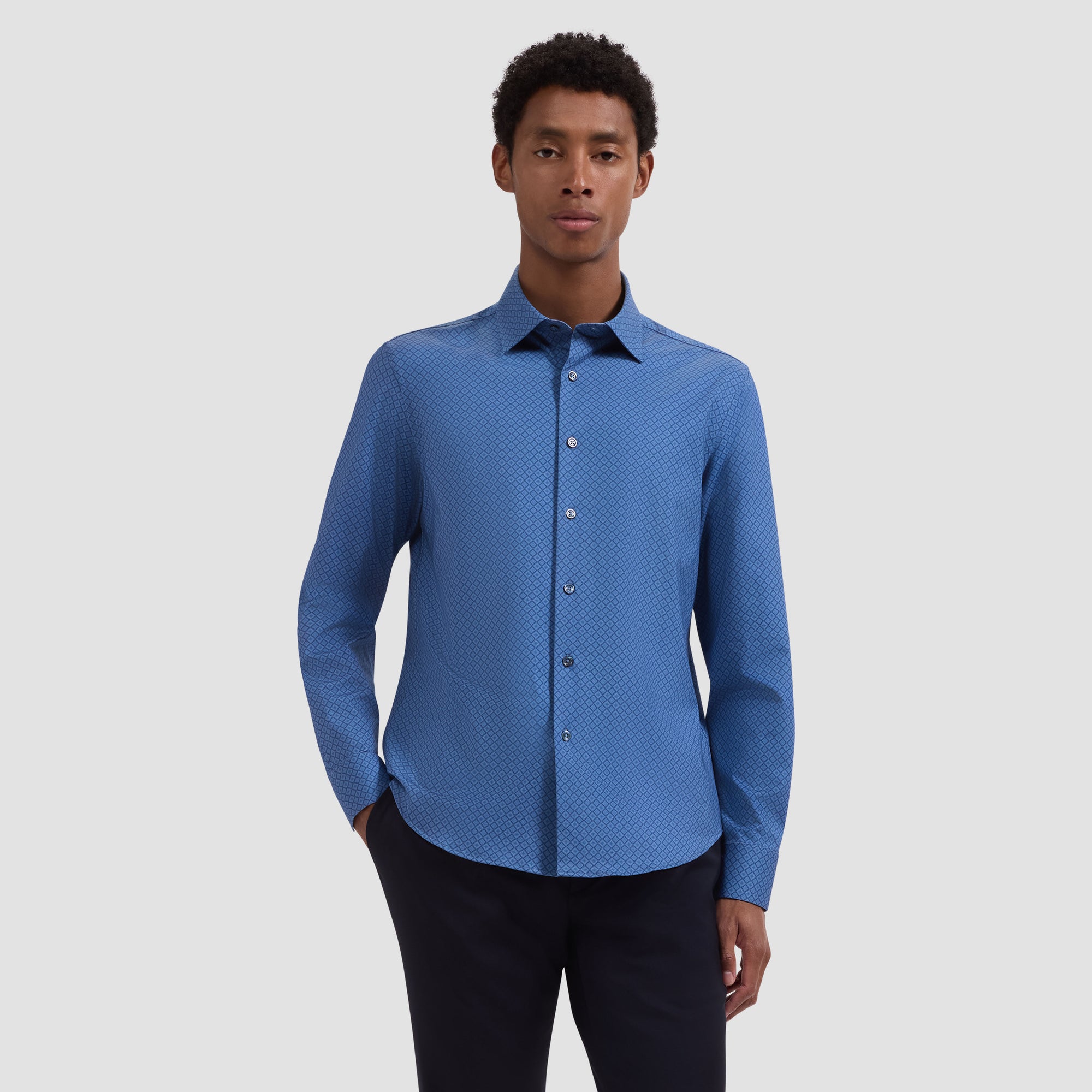 Jimmy OoohCotton Double-Sided Diamond & Leaf Print Shirt