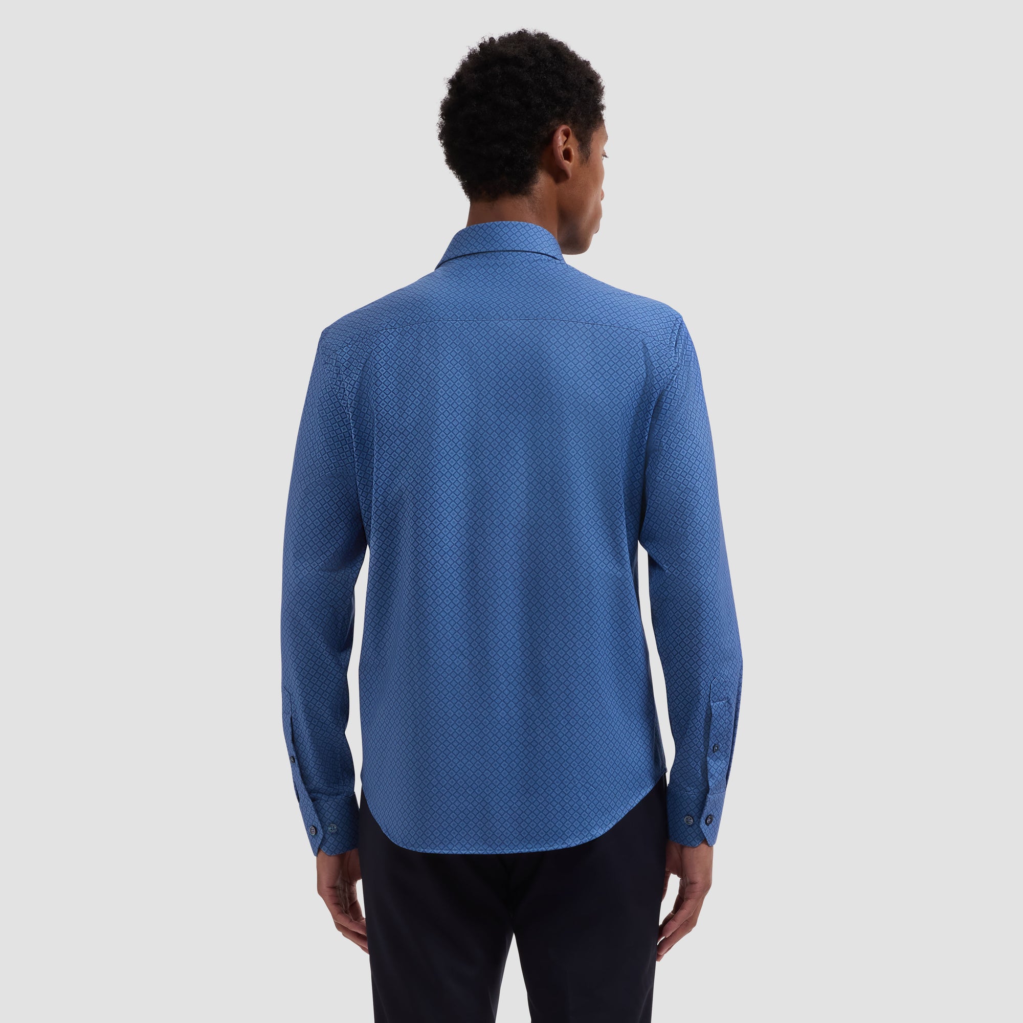 Jimmy OoohCotton Double-Sided Diamond & Leaf Print Shirt