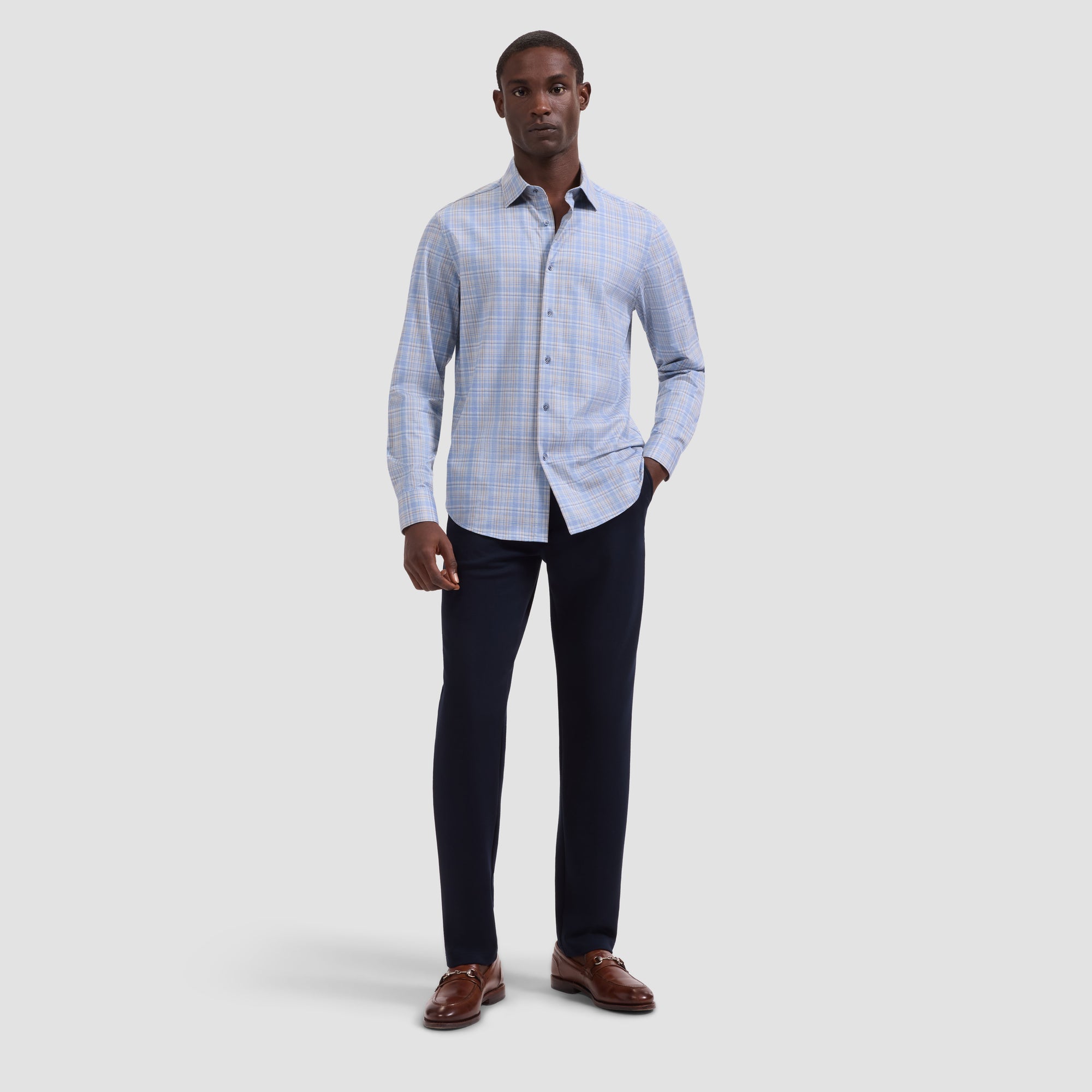 Jimmy OoohCotton Double-Sided Plaid & Abstract Shirt